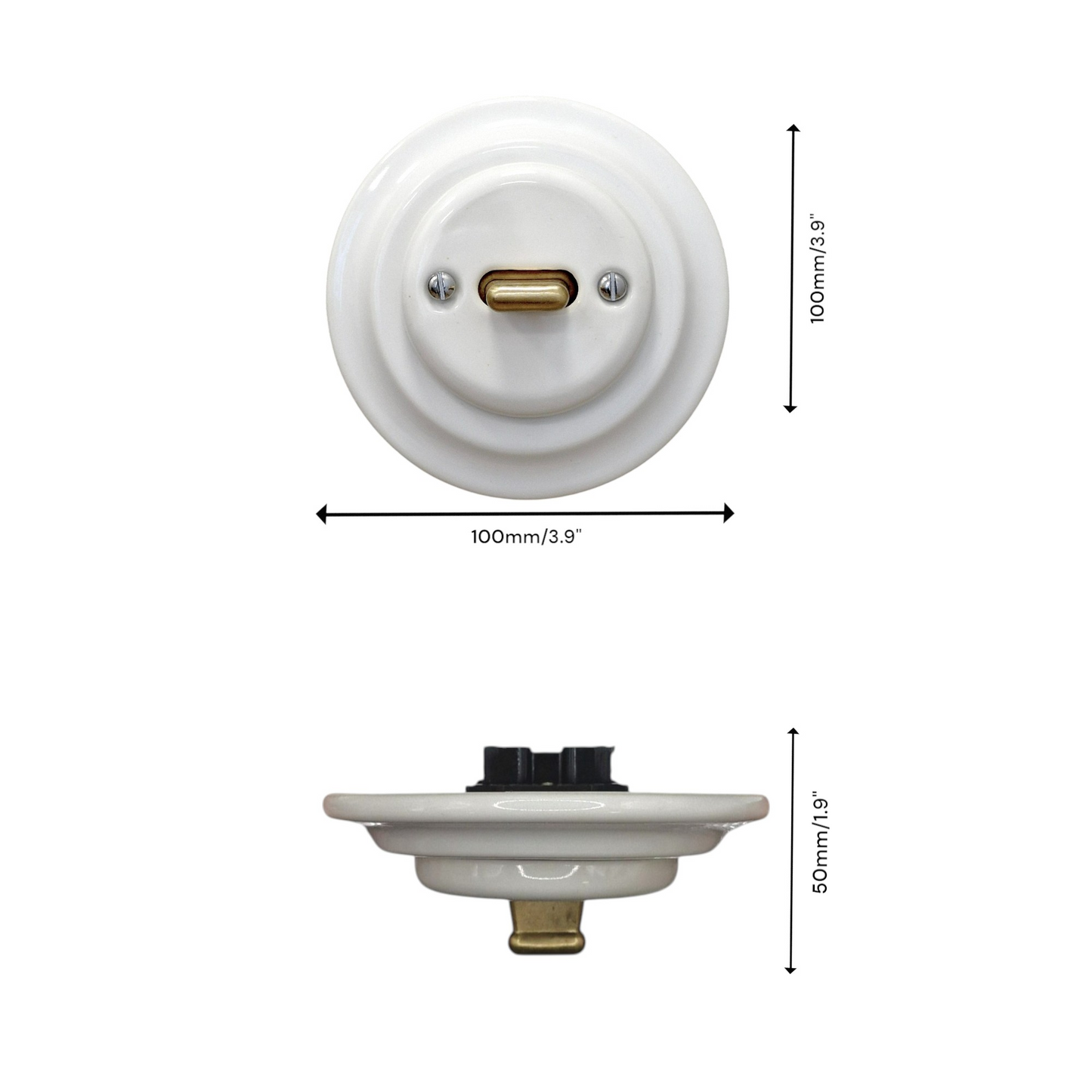 Porcelain Toggle Light Switch – Retro Loft Style | Vintage Design, Flush-Mounted, Intermediate / Crossing Switch White Ceramic