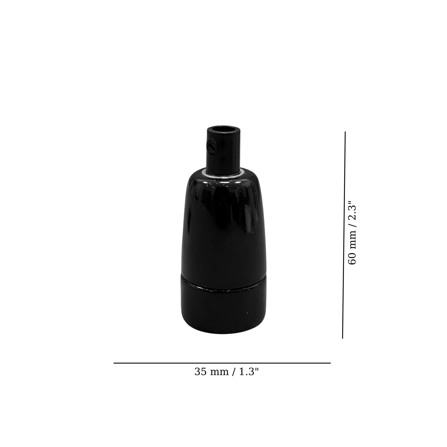 black porcelain hanging E14 lamp holder, 30x60mm, measurements