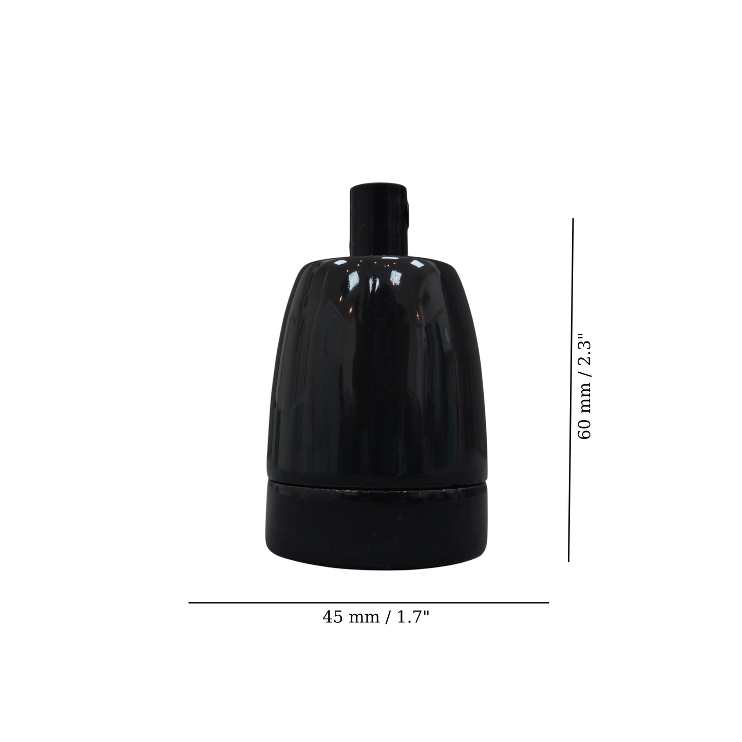 black porcelain hanging E27 lamp holder, 45x60mm, measurements