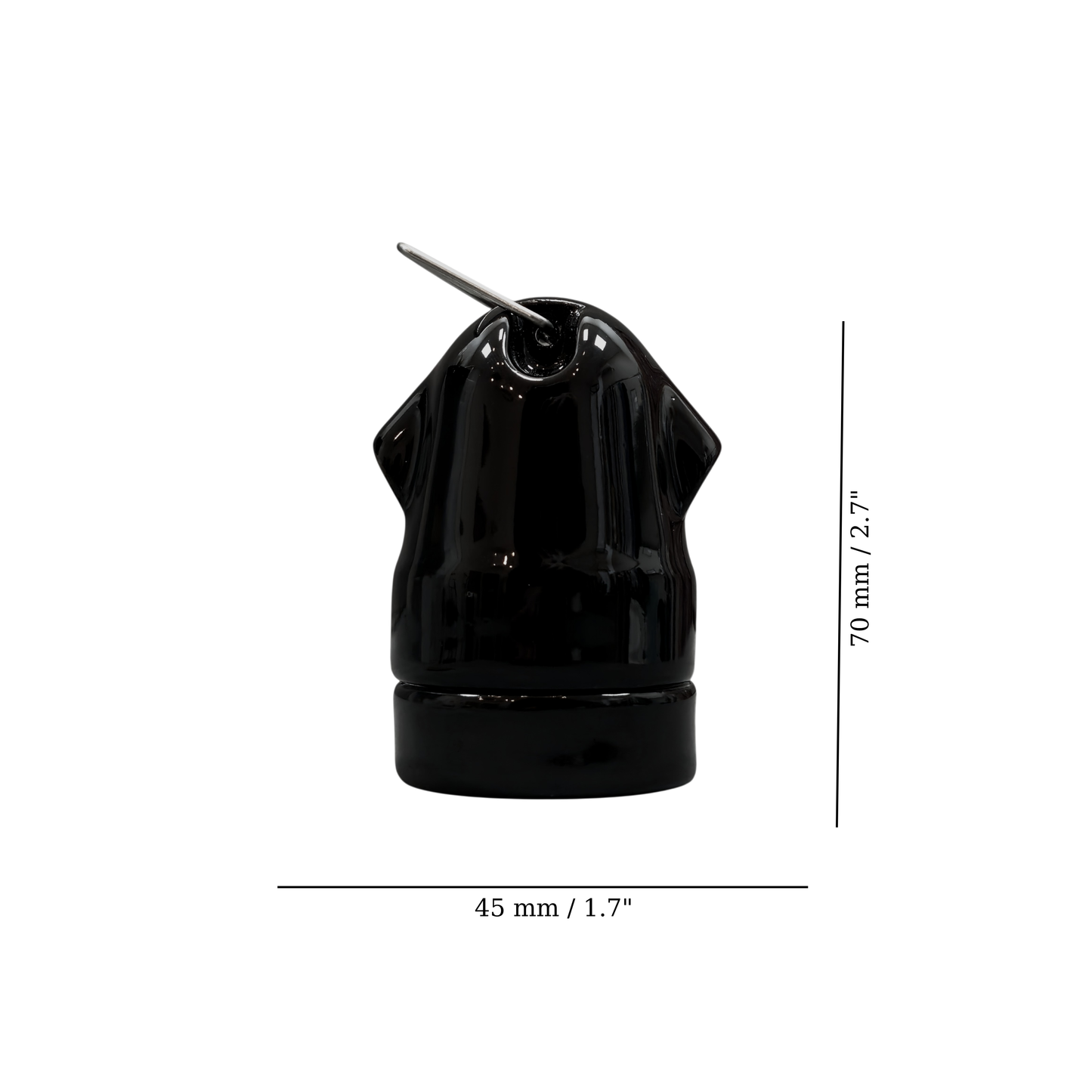 black porcelain hanging E27 lamp holder, 45x70mm, measurements