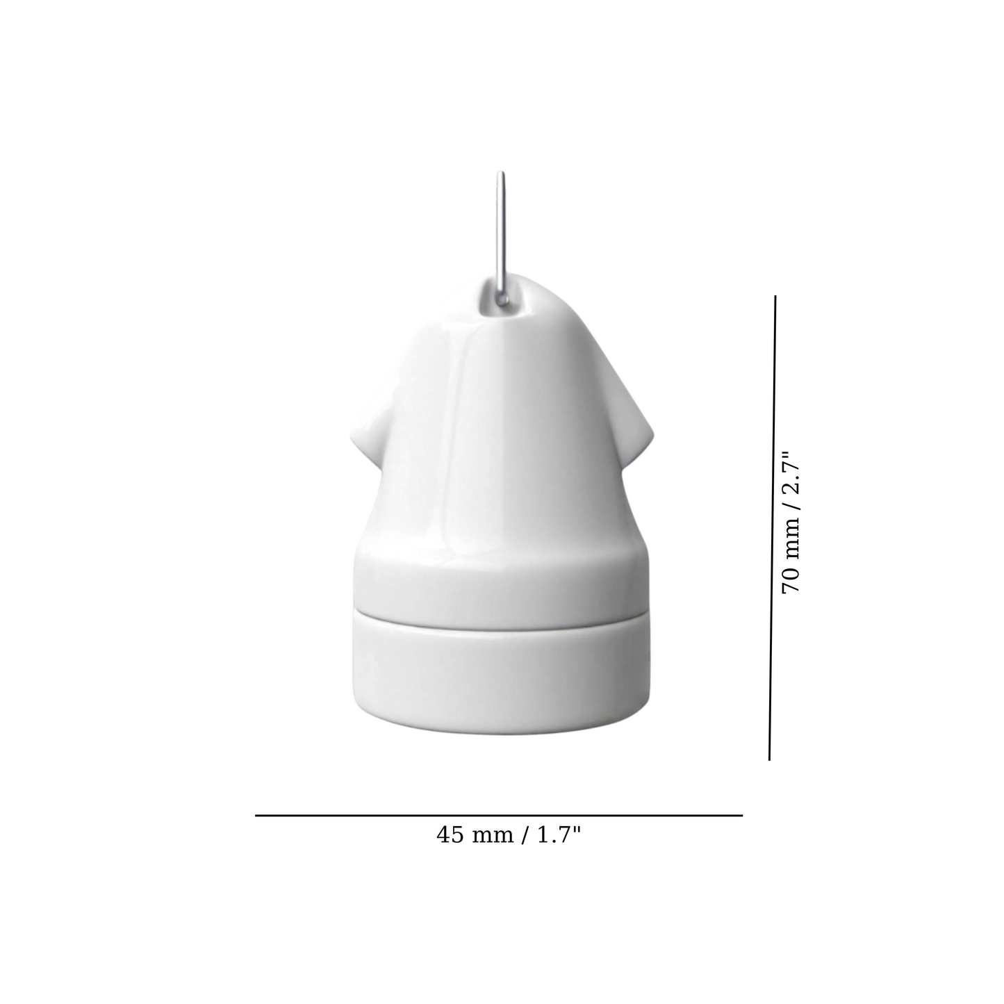 white porcelain hanging E27 lamp holder, 45x70mm, measurements