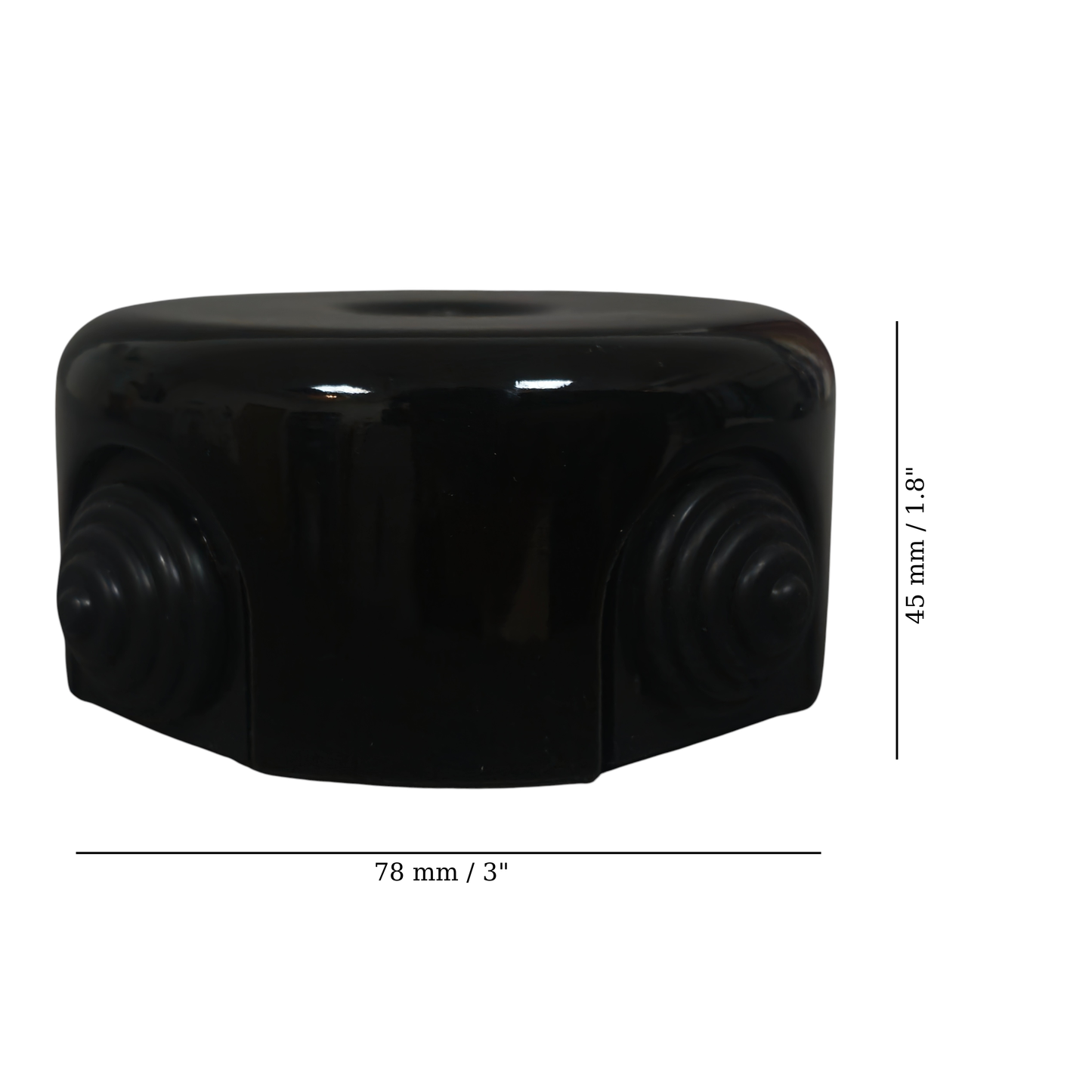 black porcelain junction box, 78x45mm, measurements