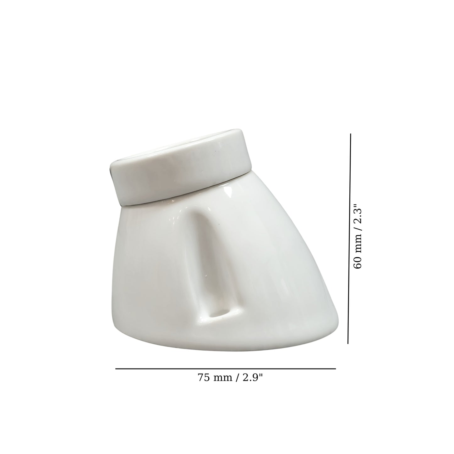 white porcelain inclined E27 lamp holder, surface-mount, measurements