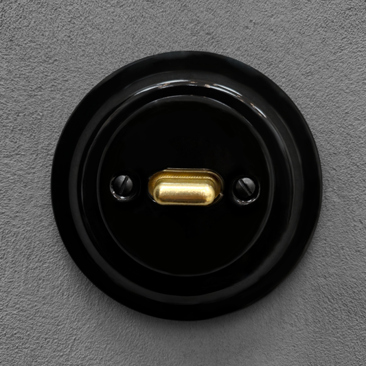 Retro Style Black Ceramic Crossing Toggle Switch With A Big Knob Flushed-Mounted