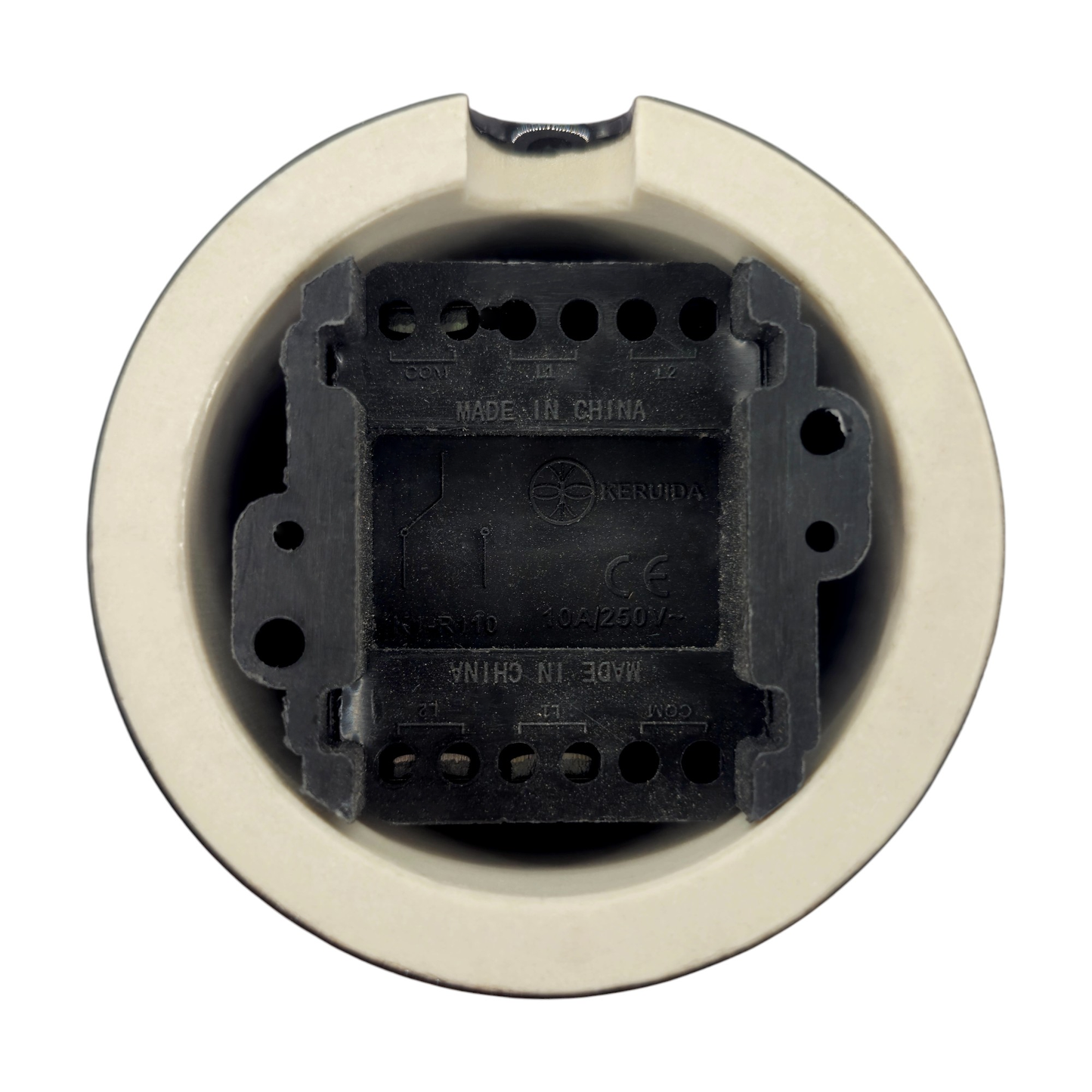 Retro Style Black Ceramic Type-1 Single Two-Way Rotary Light Switch Surface-Mounted