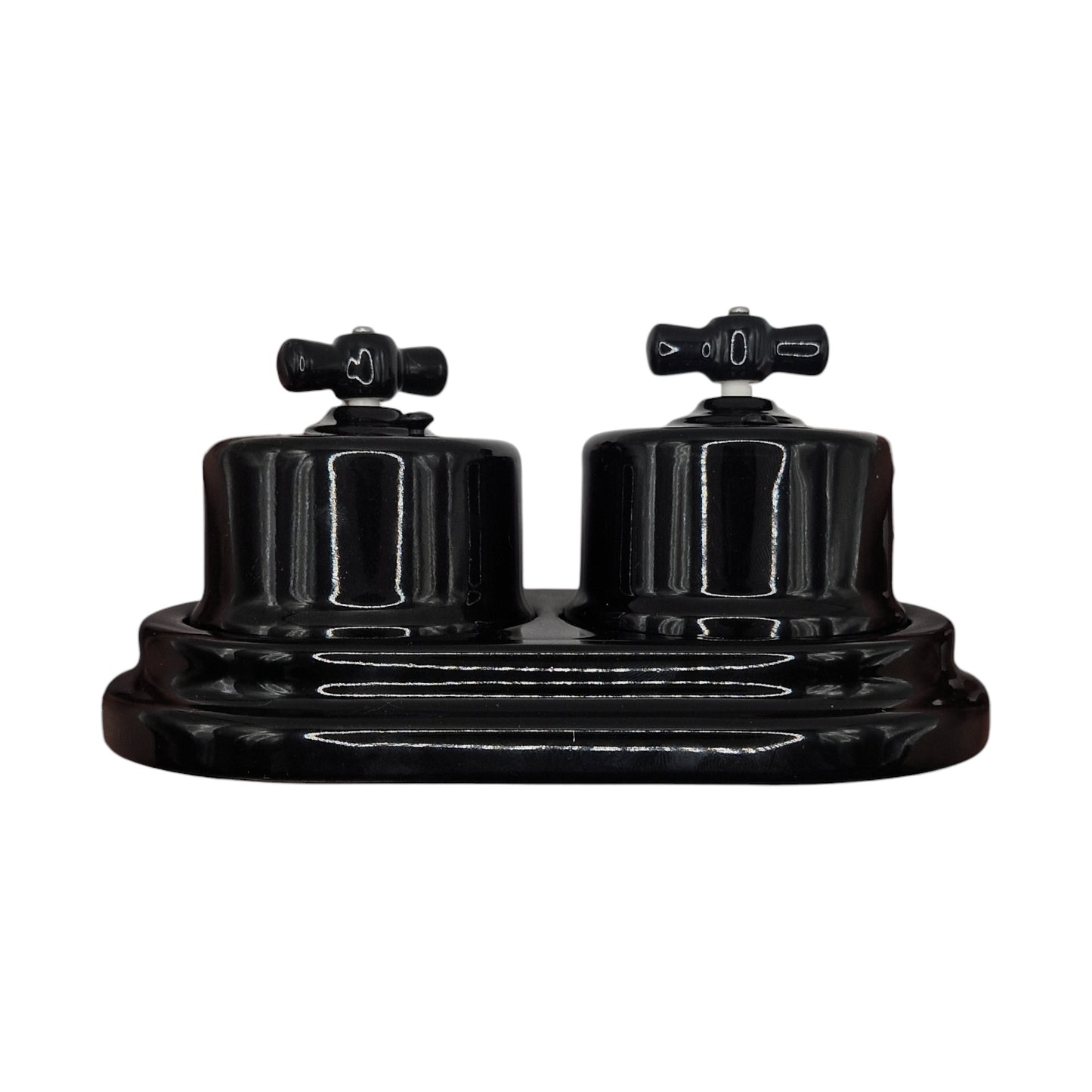 Retro Style Black Ceramic Type-1 Single Two-Way Rotary Light Switch Surface-Mounted