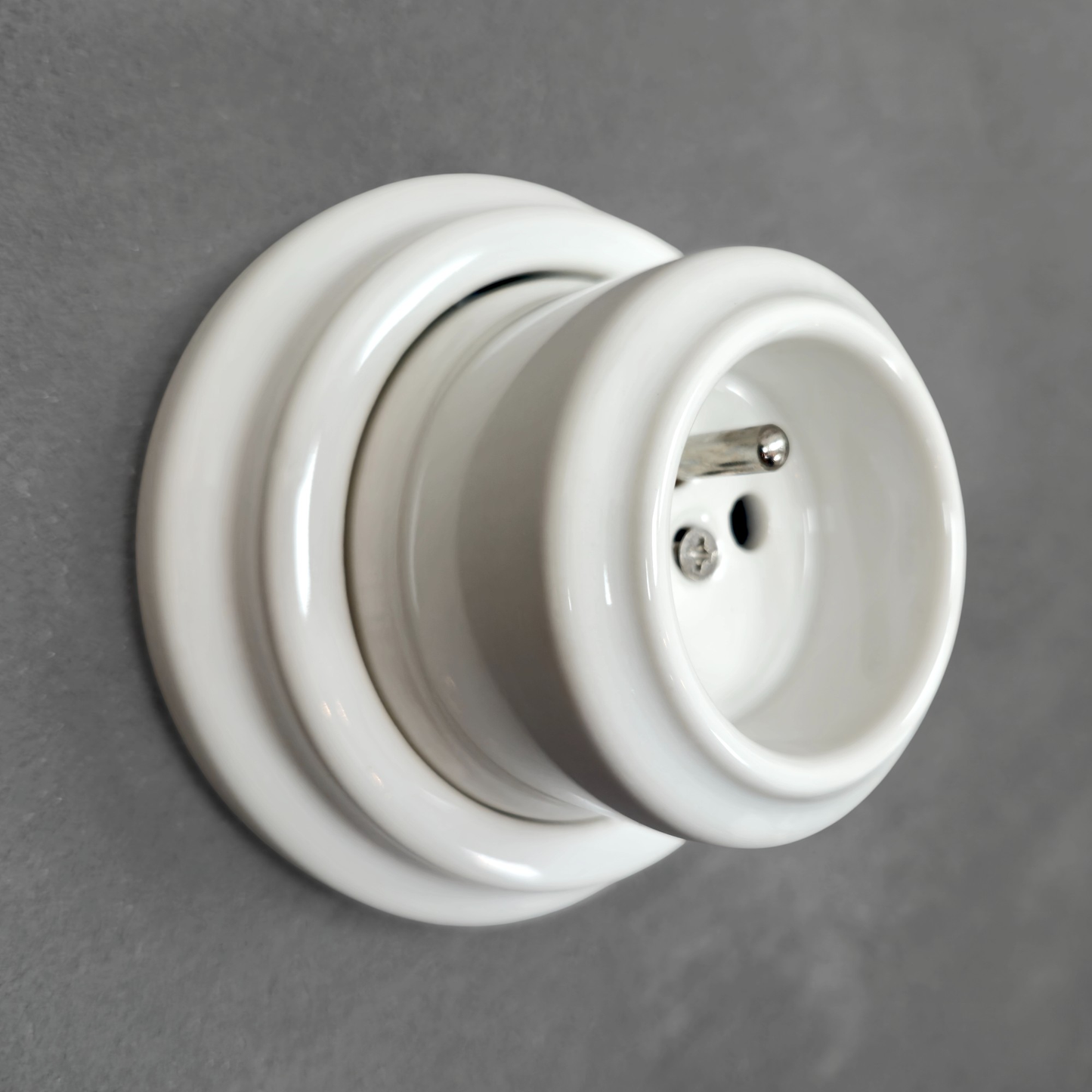 Surface-Mounting French Power Socket Porcelain Loft Retro Electrical Vintage Cottage Ceramic White