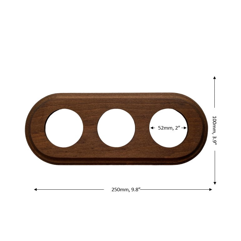 Wooden Loft Retro Triple Socket Frame For Flush Mounted Series Vintage Cottage Dark Wood