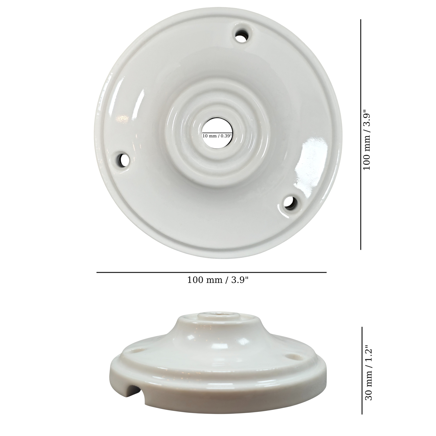 Surface Mount Big Cone Shaped Ceiling Rose - 100x100x30mm | Porcelain