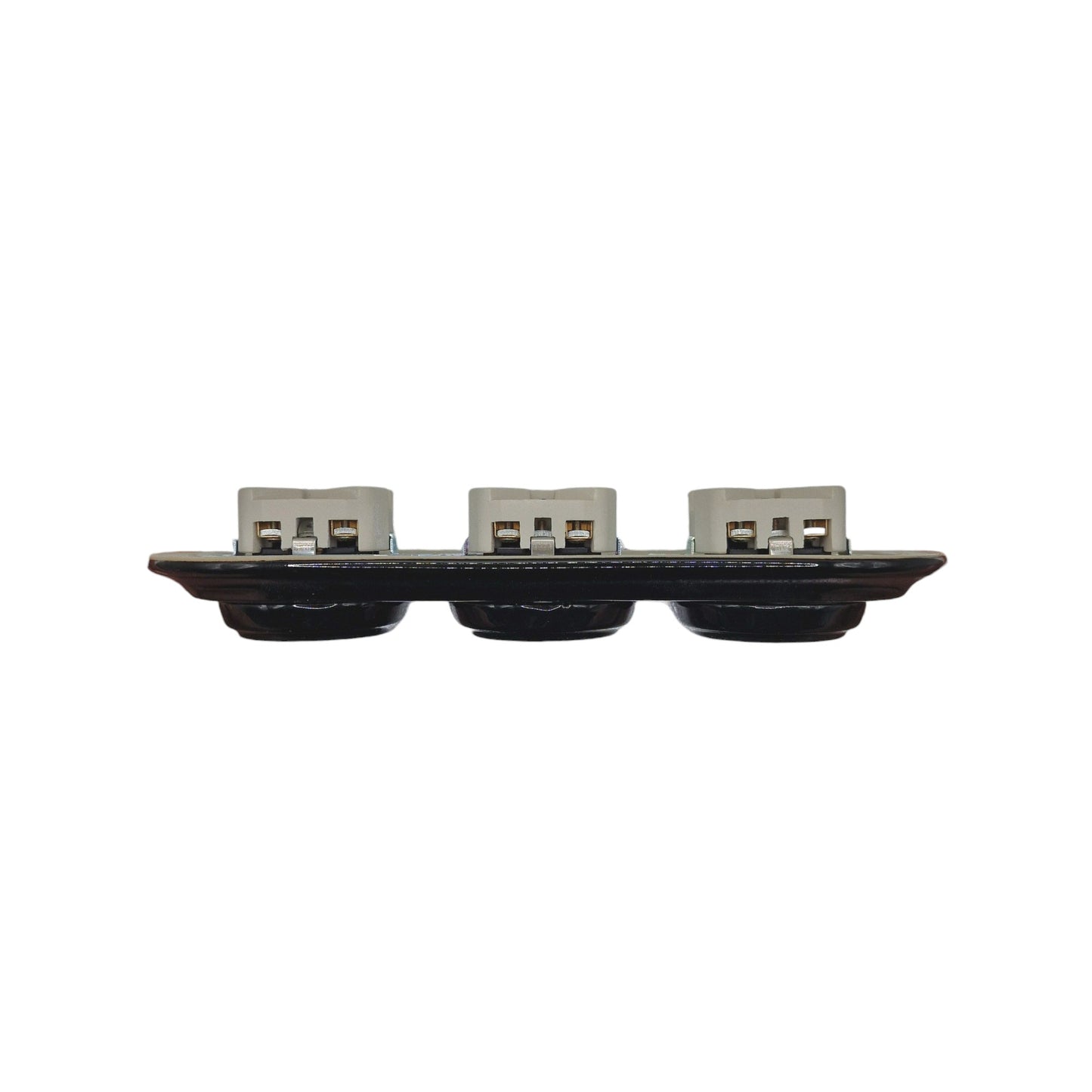 Triple Power Socket Porcelain Loft Retro Electrical German Schuko Flush-Mounting Vintage Cottage Ceramic Black