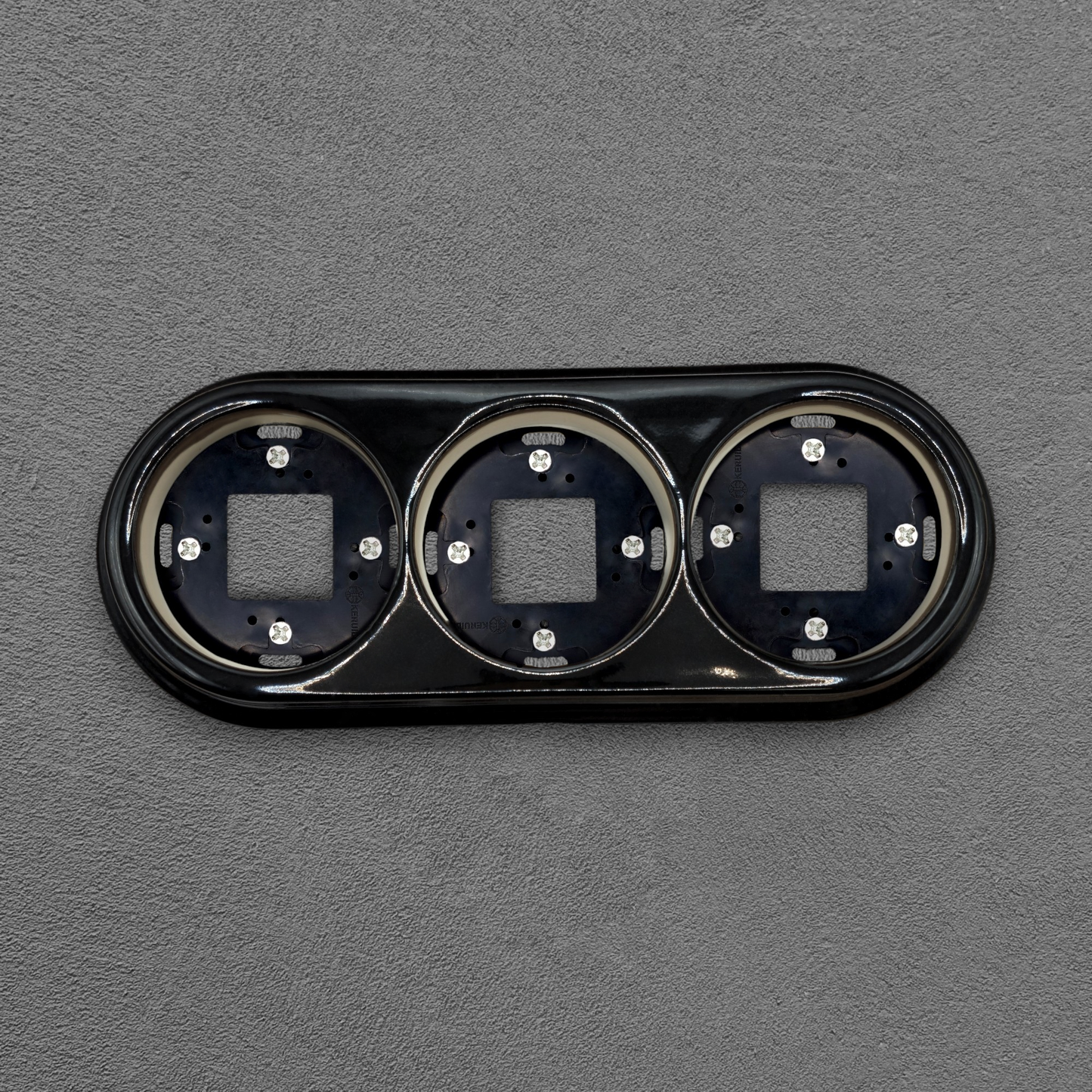 Porcelain Loft Retro Triple Porcelain Frame With Plastic Part Surface Mounted Vintage Cottage Ceramic Black