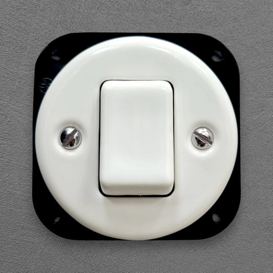White Porcelain Wide Rocker Connection Inner Part Push Button Switch 1 Gang Two-Pole With A Big Key Flush-Mounted