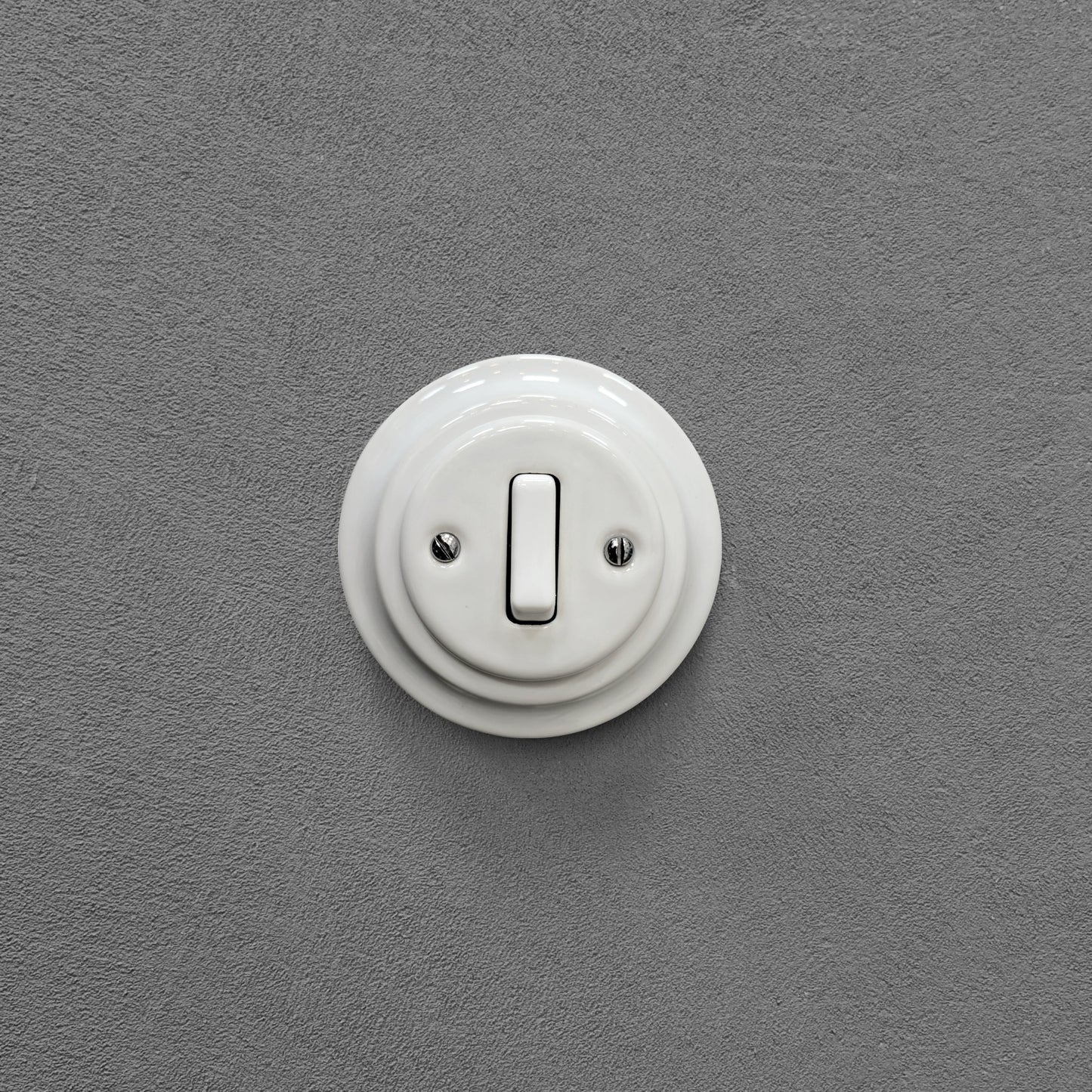 Rocker Slim Light Switch Porcelain Loft Retro 1-gang Two-way Flush Mounted Vintage Cottage Ceramic White