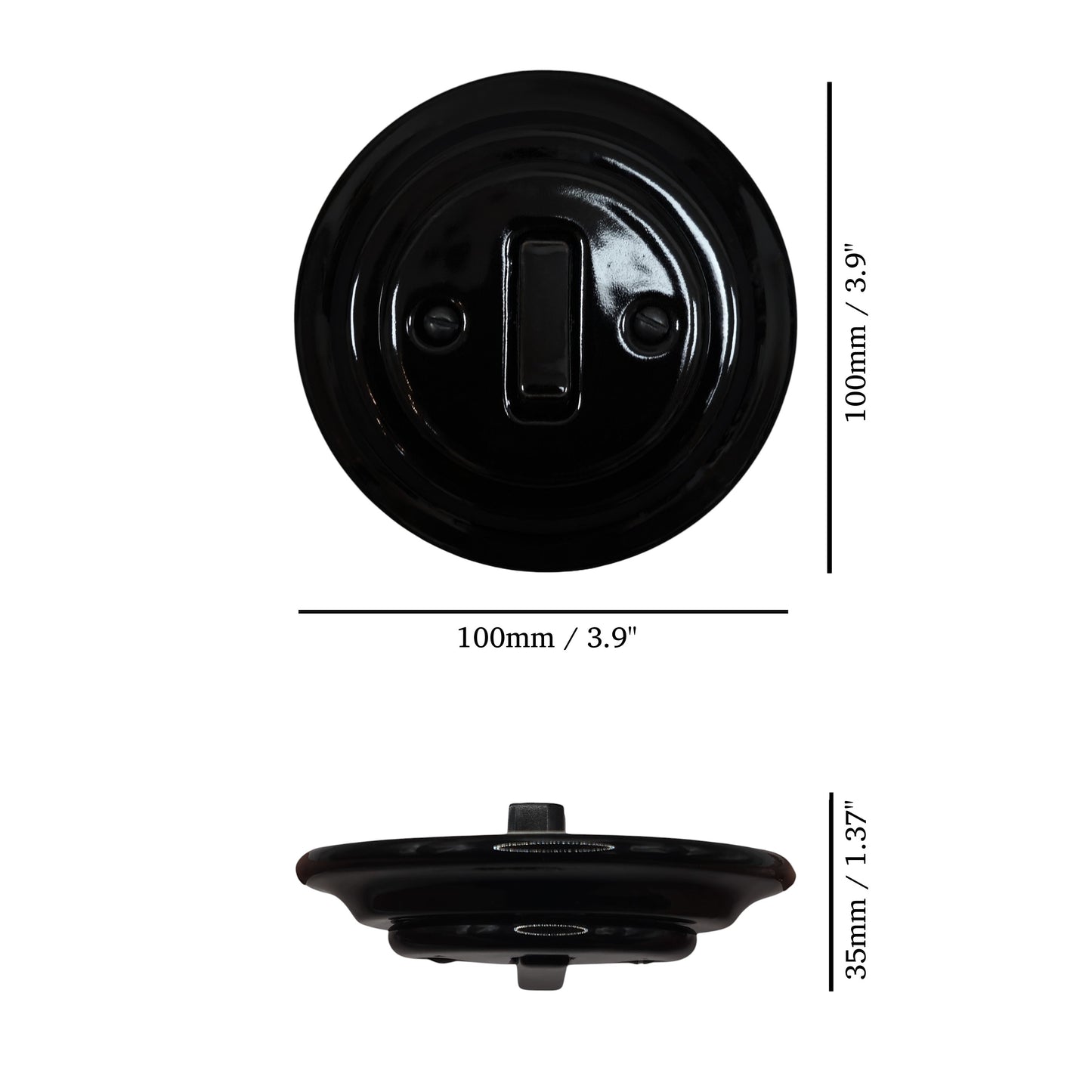 Light Switch Porcelain Loft Retro 1-gang Two-way Flush-Mounting Vintage Cottage Ceramic Black