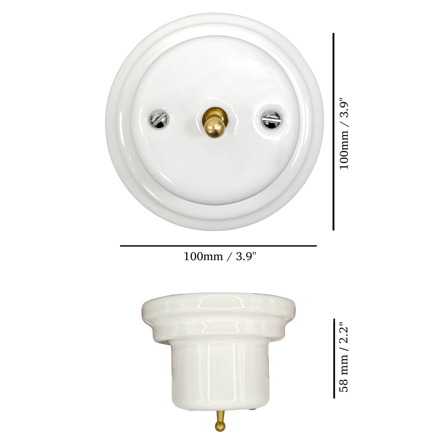 white porcelain 1gang2way toggle light switch, surface-mount, measurements
