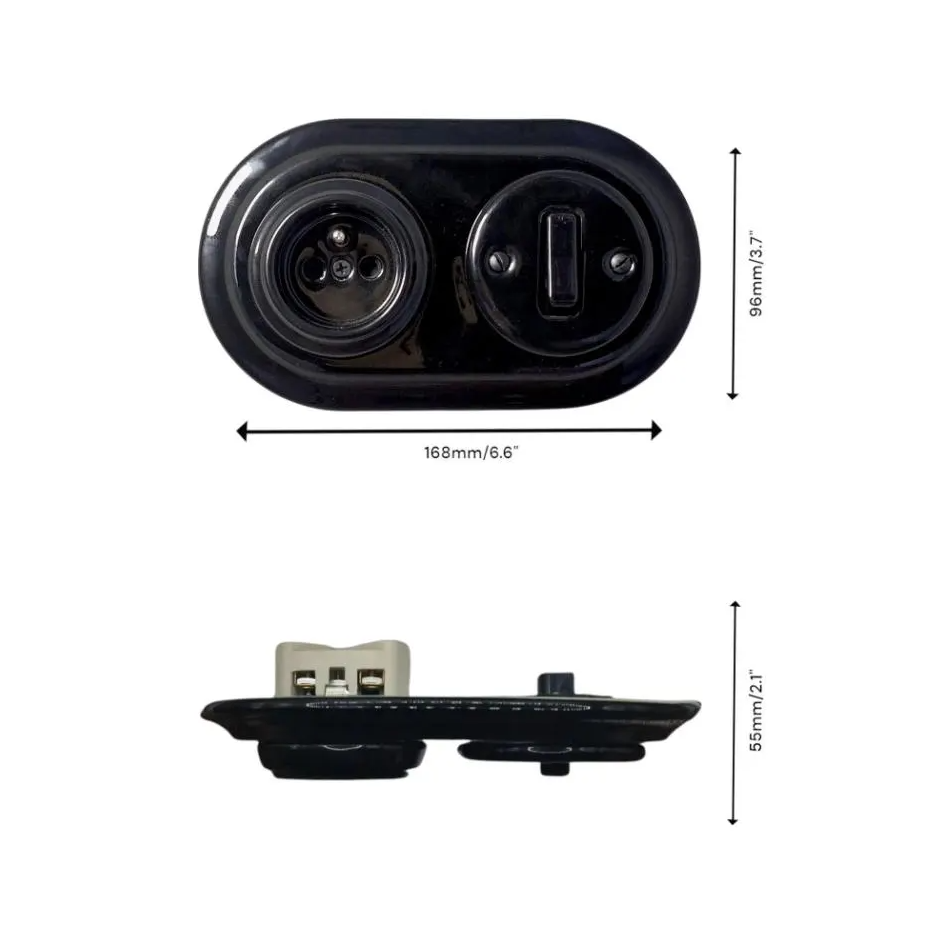 Retro Style Ceramic French Socket with A Switch – Retro Loft Style | Vintage Design, Flush-Mounted White