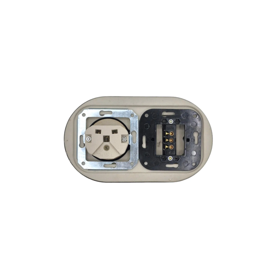 Retro Style Ceramic French Socket with A Switch – Retro Loft Style | Vintage Design, Flush-Mounted White
