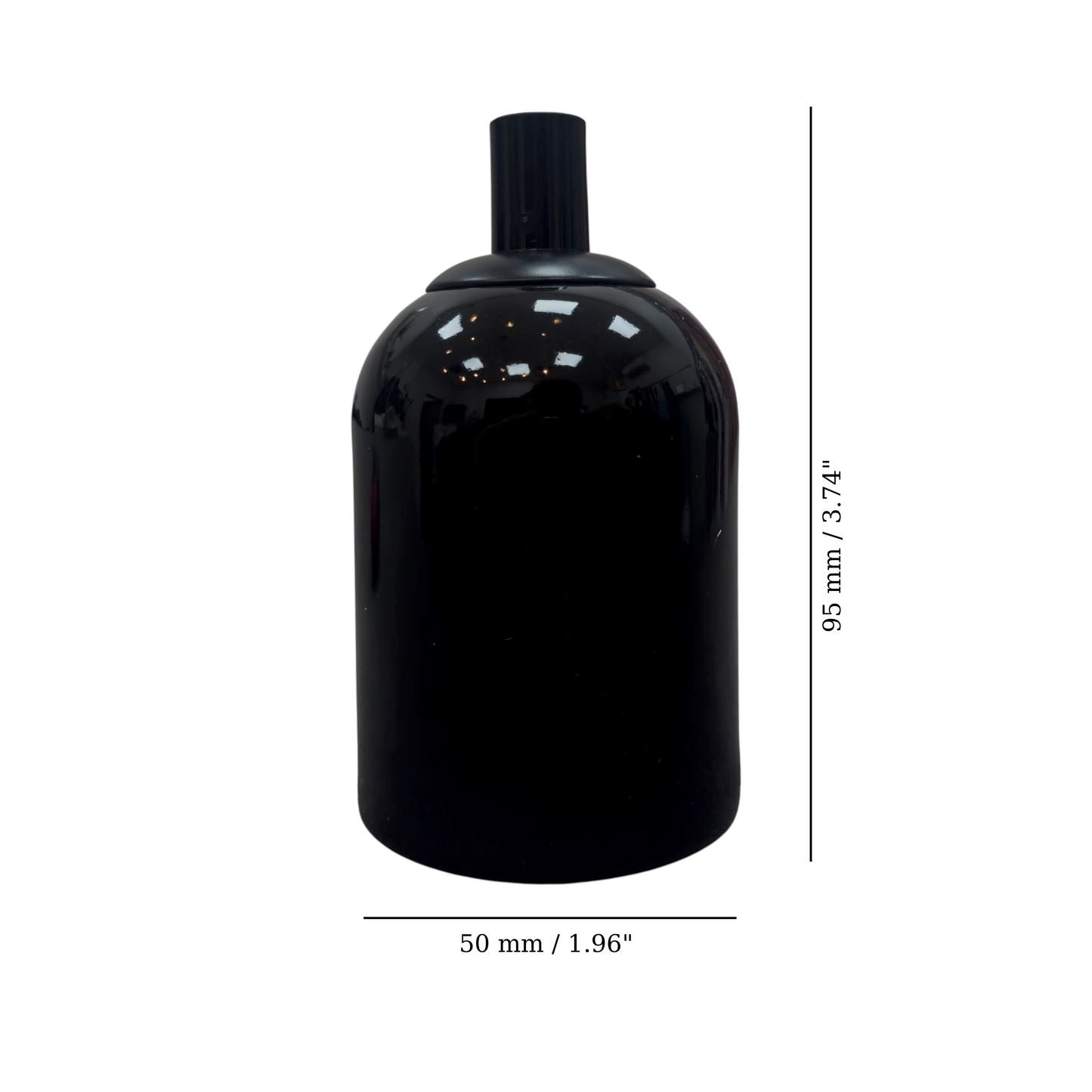 black porcelain hanging E27 lamp holder, 50x95mm, measurements