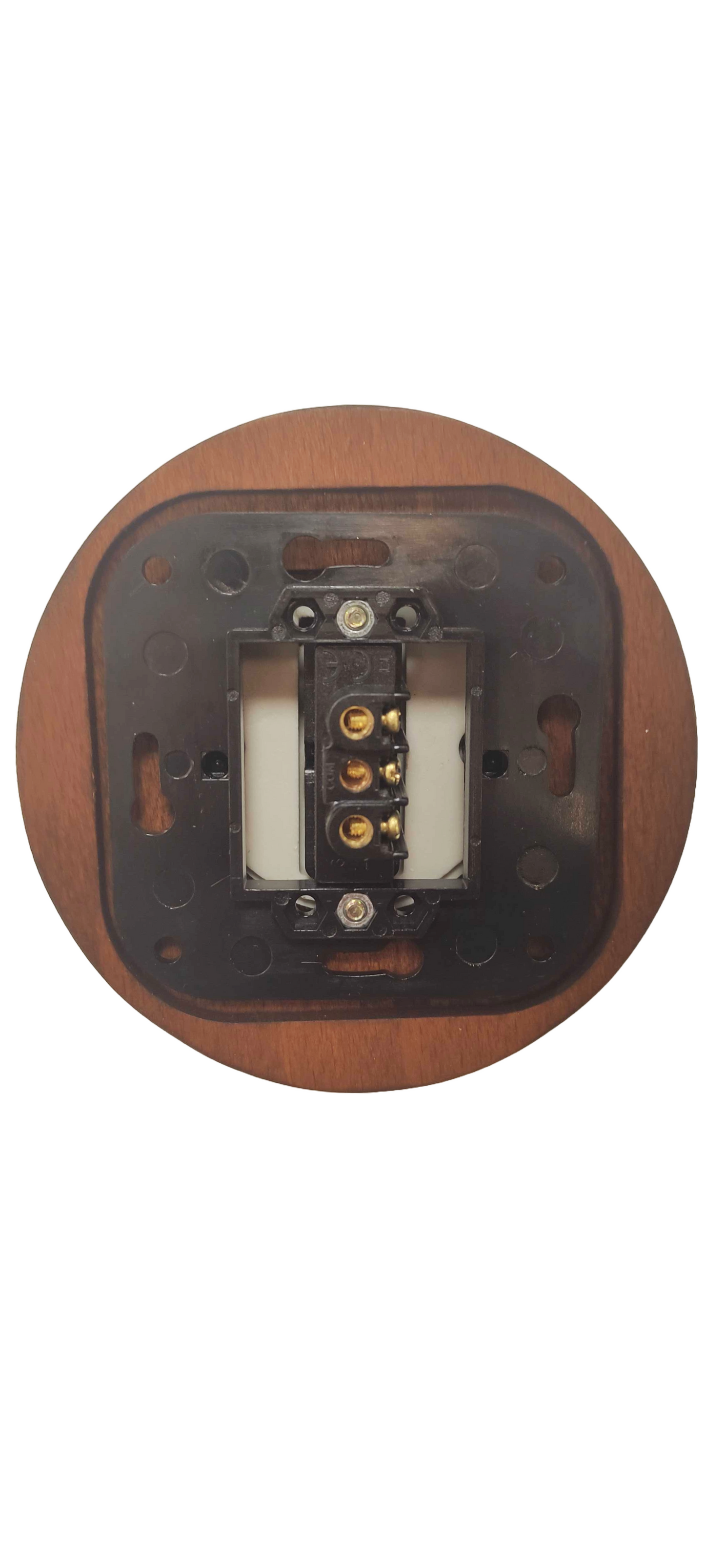 Wooden Frame Porcelain Light Switch Loft Retro 1-gang Two-way Flush-Mounting Vintage Cottage Ceramic Dark Brown With Black