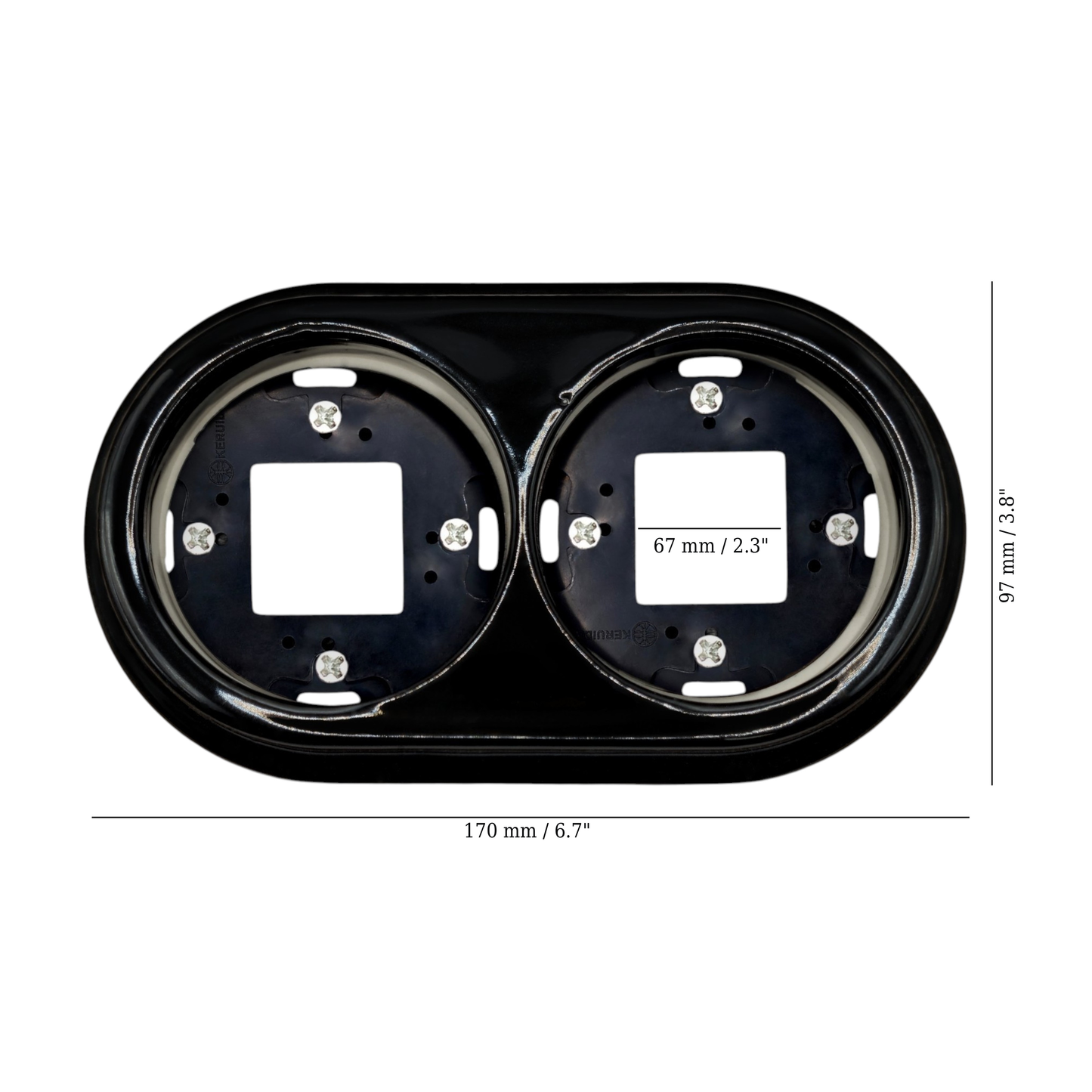 Porcelain Loft Retro Double Porcelain Frame With Plastic Part Surface Mounted Vintage Cottage Ceramic Black