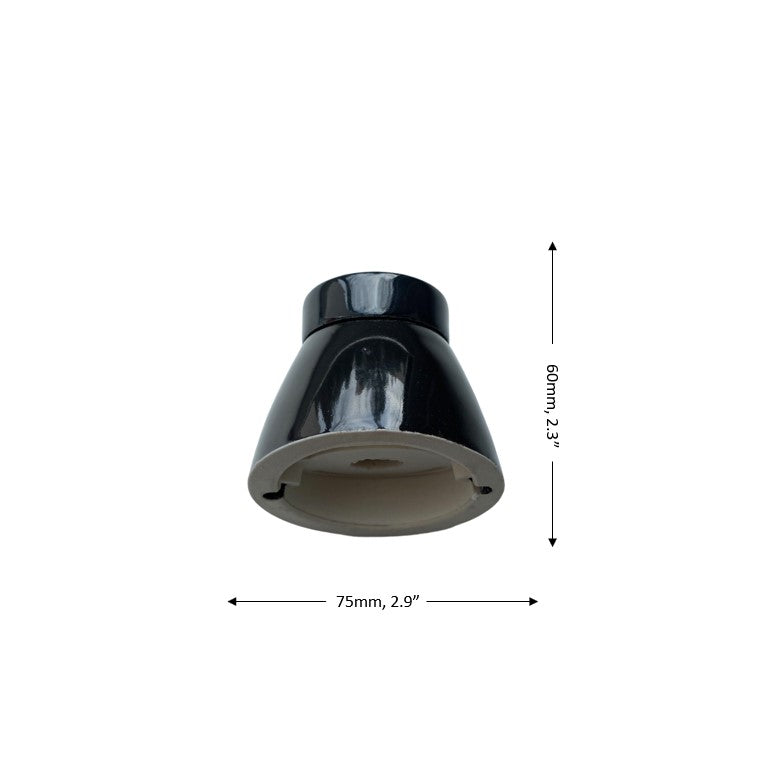 Porcelain Inclined Lamp Holder E27 Vintage Loft Retro Cottage Ceramic Black