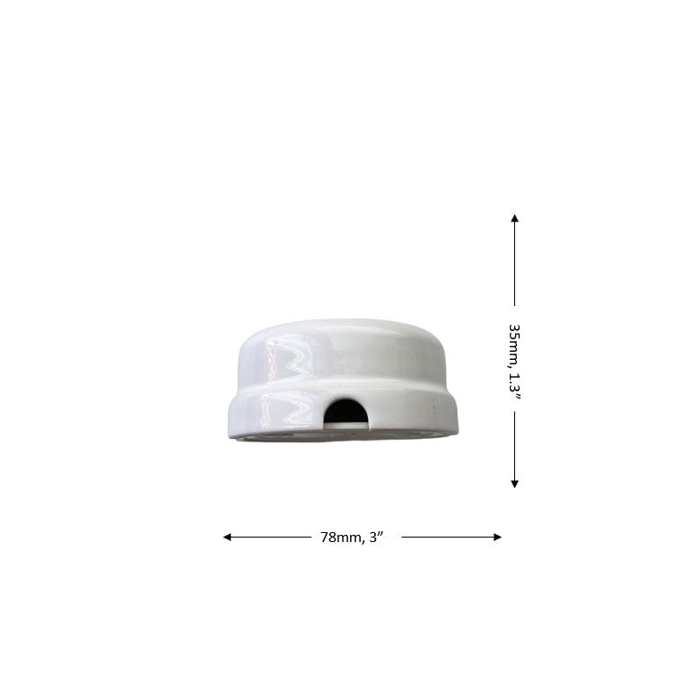 Porcelain Junction Box Vintage Loft Retro Cottage Ceramic Surface Mounting White D78 x H35mm