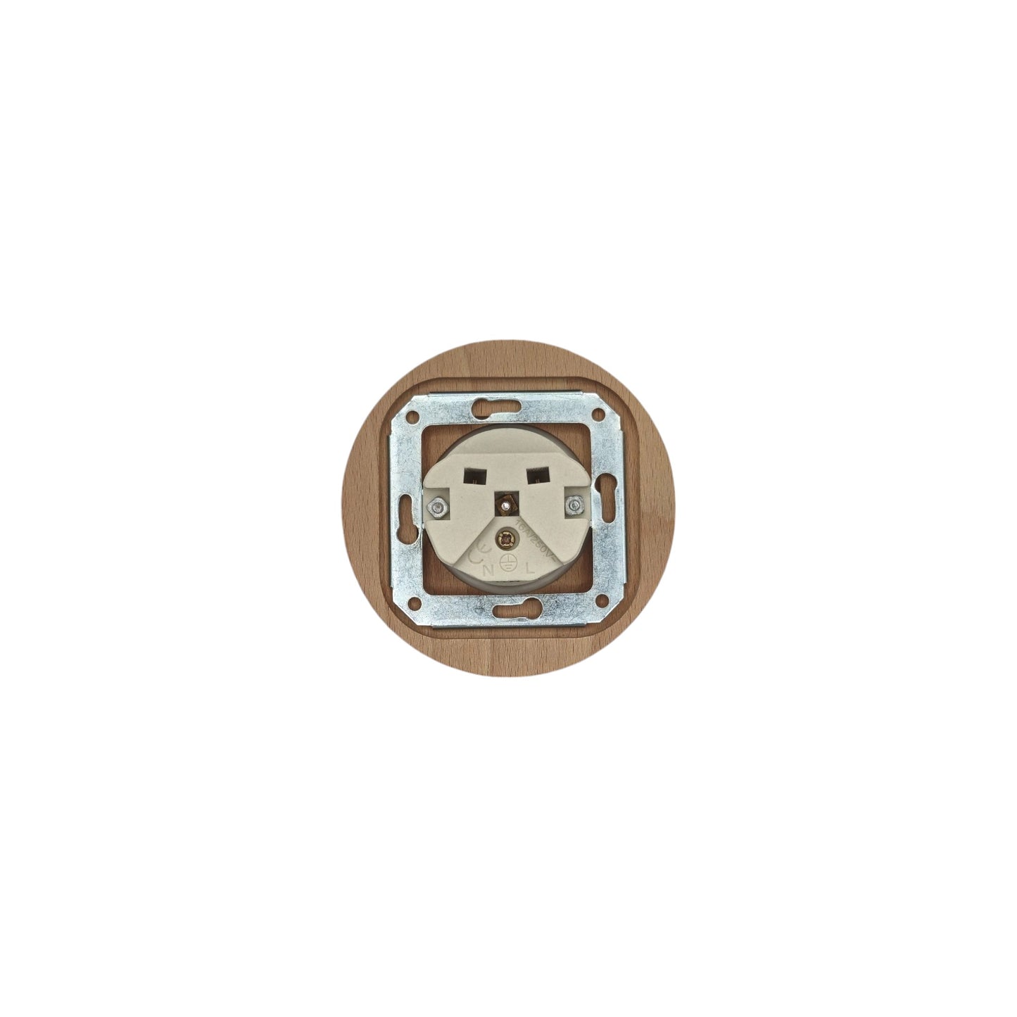 Wooden French Power Socket Porcelain Loft Retro Electrical Flush-Mounting Vintage Cottage Ceramic Natural Beige With White