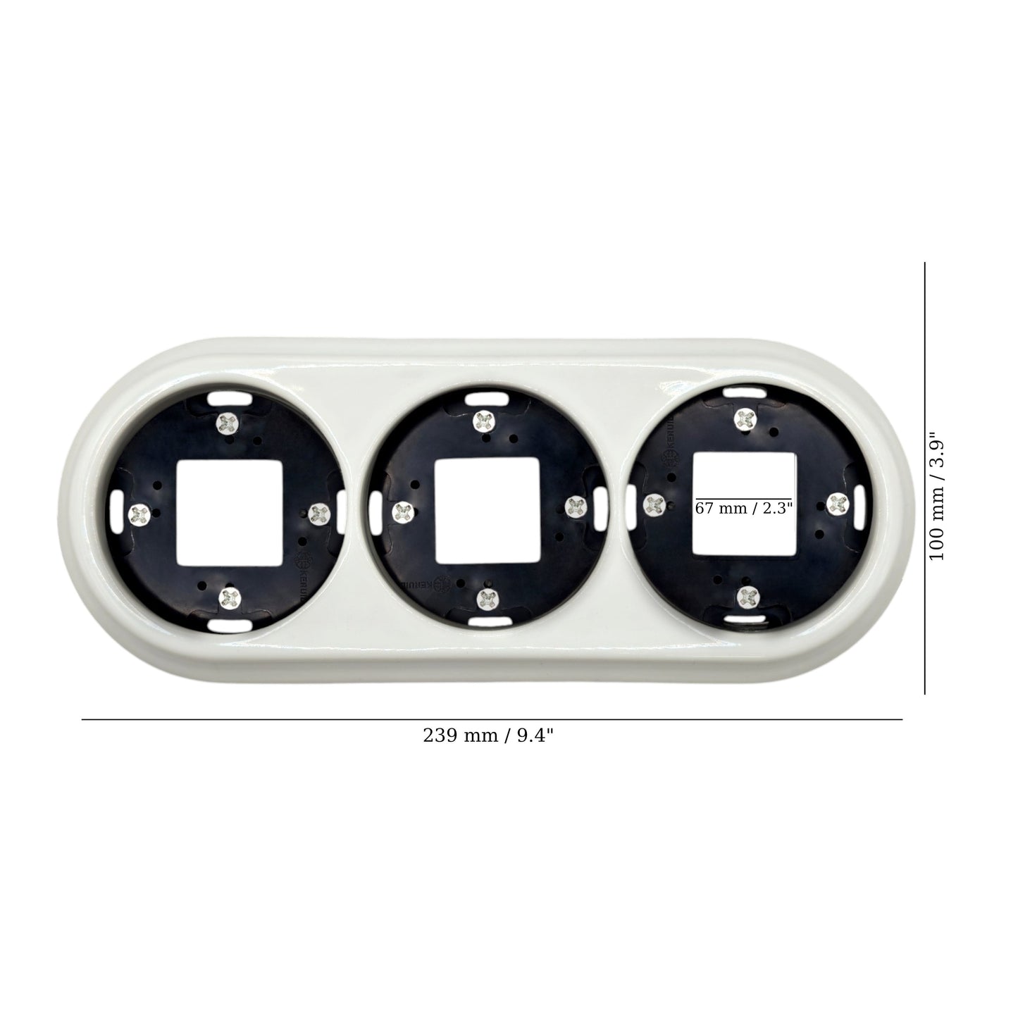 Porcelain Loft Retro Triple Porcelain Frame With Plastic Part Surface Mounted Vintage Cottage Ceramic White