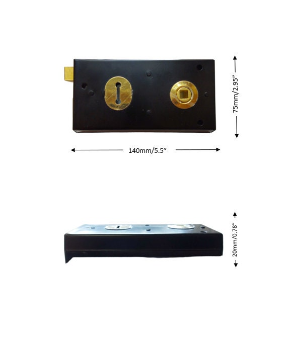 Door Lock Antique Sash Rim Steel Lock With Keys Double Handed Victorian Cottage Retro Style Black