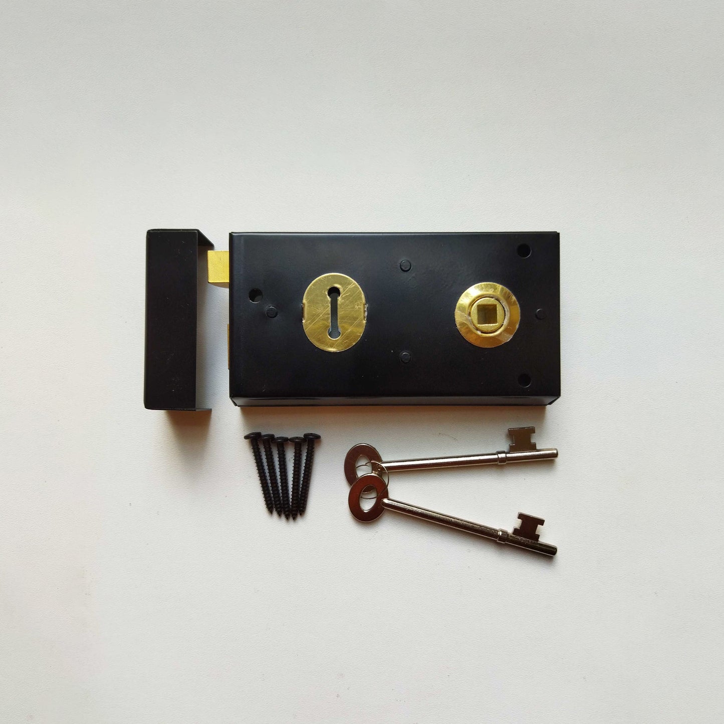 Door Lock Antique Sash Rim Steel Lock With Keys Double Handed Victorian Cottage Retro Style Black