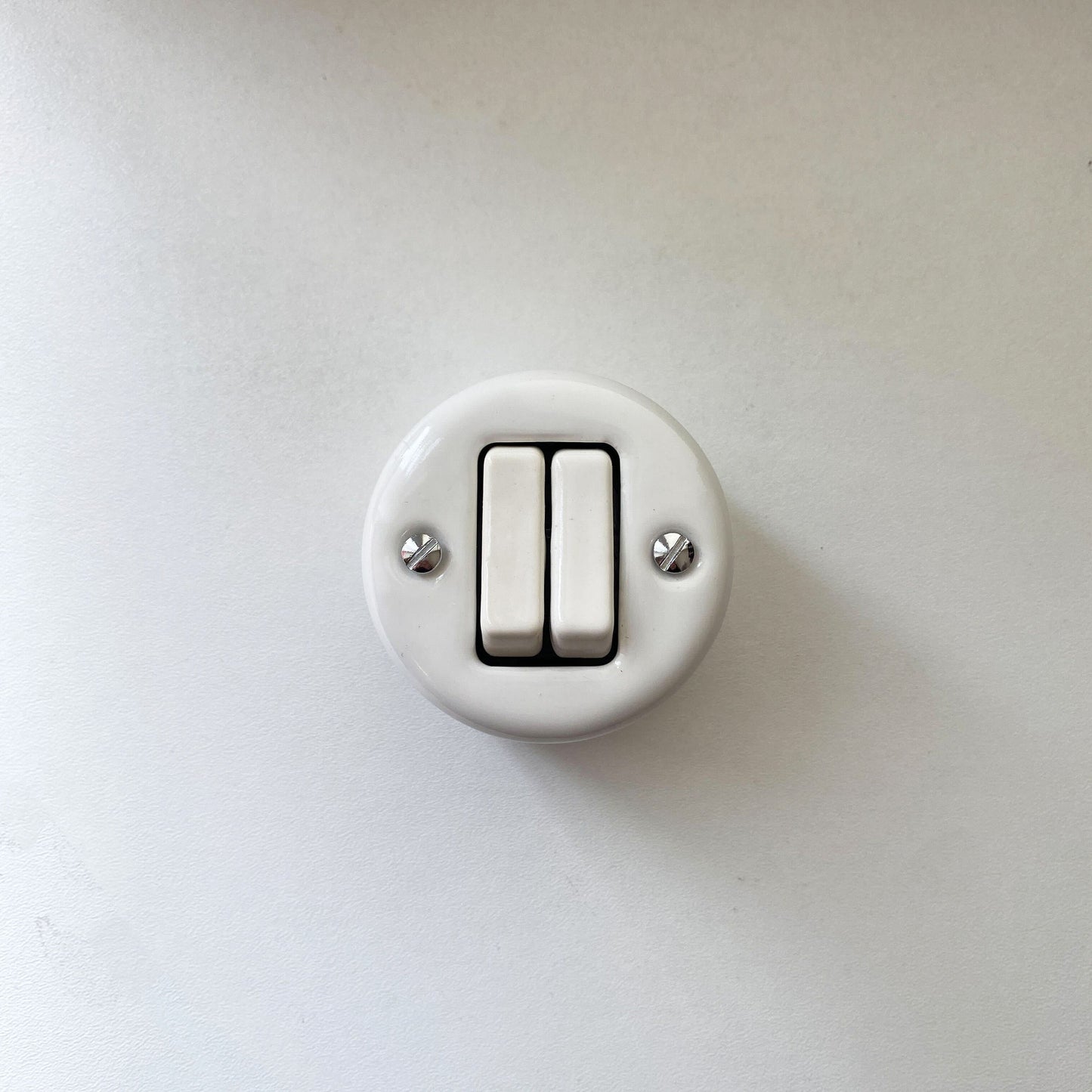 Light Switch Porcelain Loft Retro 2 Gang Two-way Surface-Mounting Vintage Cottage Ceramic White