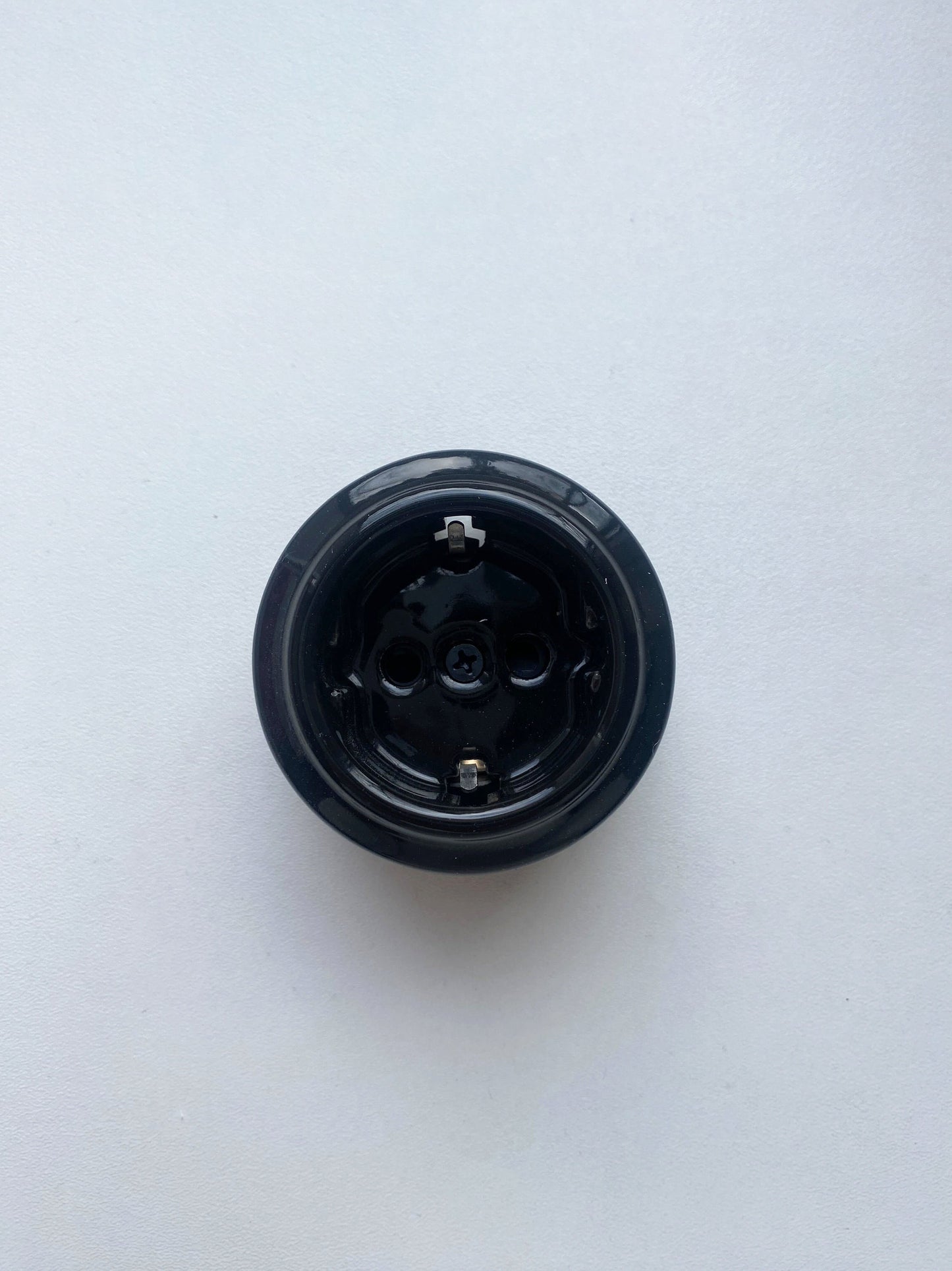 Power Socket Porcelain Loft Retro Electrical German Schuko Surface-Mounting Vintage Cottage Ceramic Black