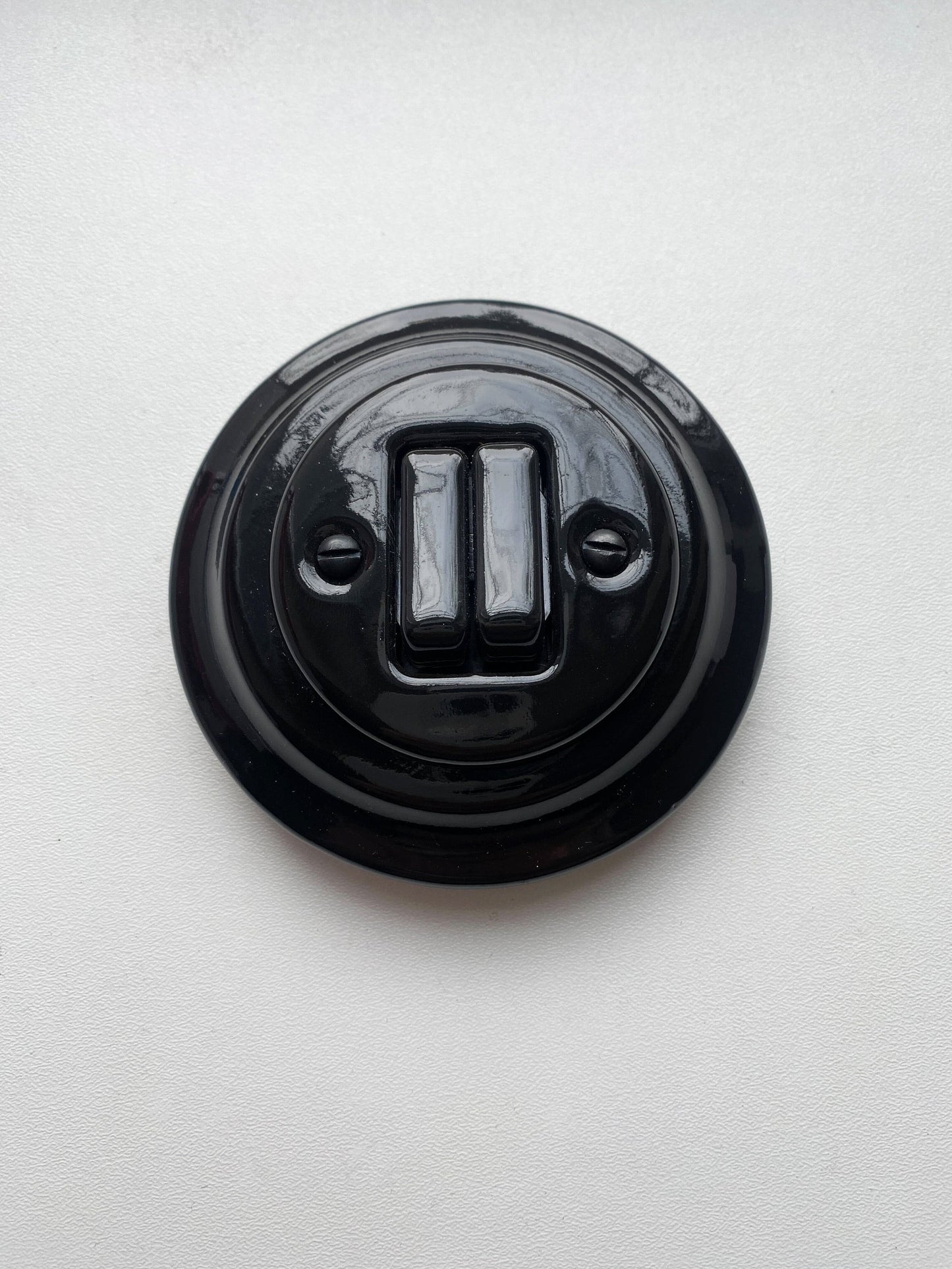 Light Switch Porcelain Loft Retro 2-gang Two-way Flush-Mounting Vintage Cottage Ceramic Black