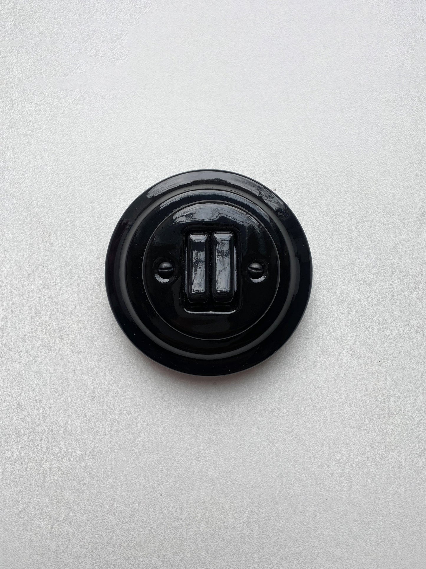 Light Switch Porcelain Loft Retro 2-gang Two-way Flush-Mounting Vintage Cottage Ceramic Black