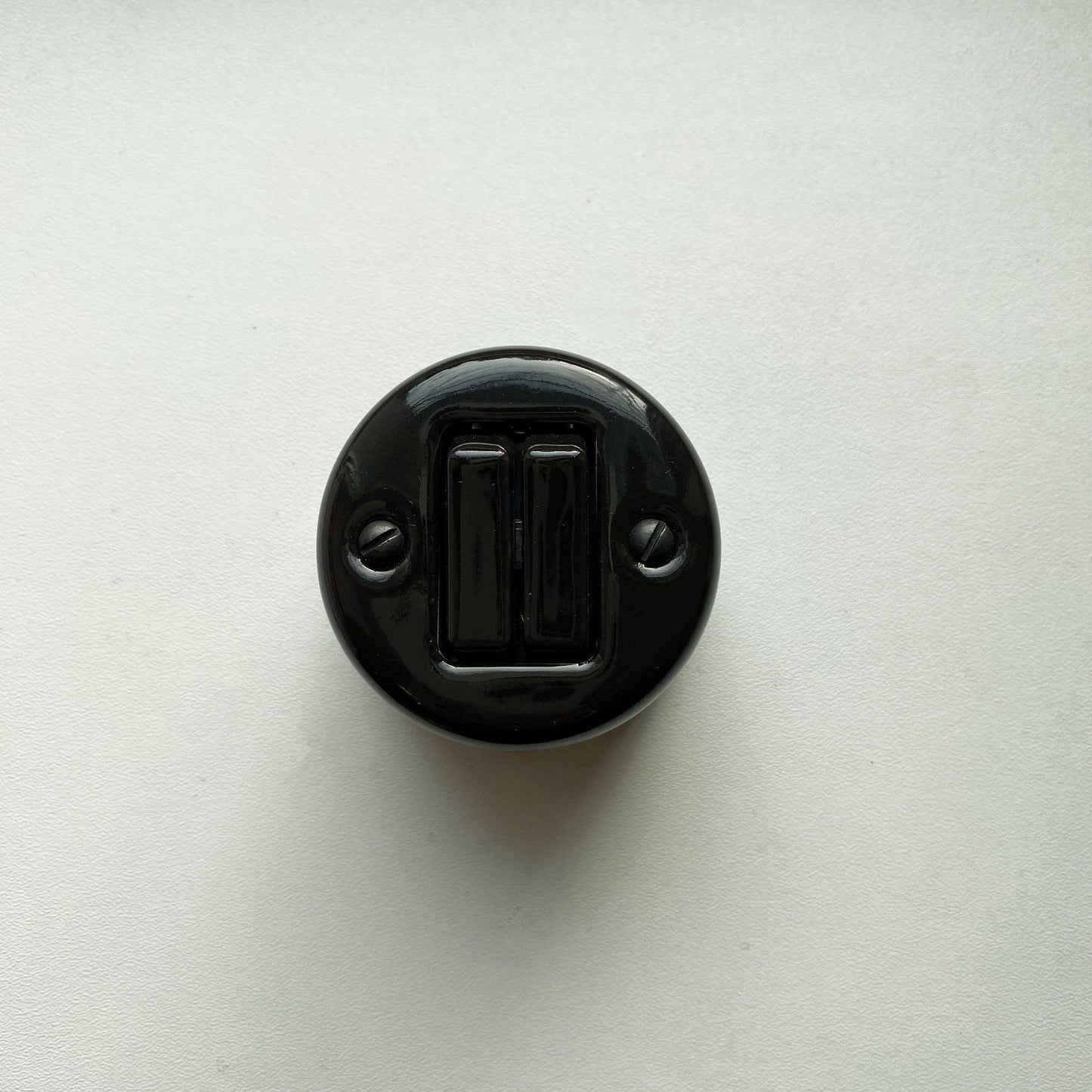 Light Switch Porcelain Loft Retro 2 Gang Two-way Surface-Mounting Vintage Cottage Ceramic Black