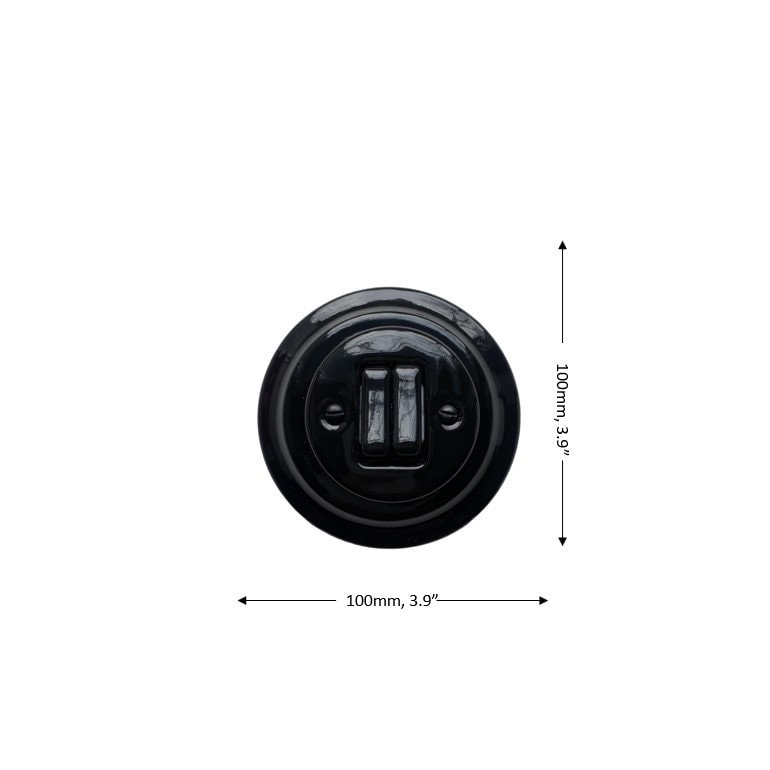 Light Switch Porcelain Loft Retro 2-gang Two-way Flush-Mounting Vintage Cottage Ceramic Black
