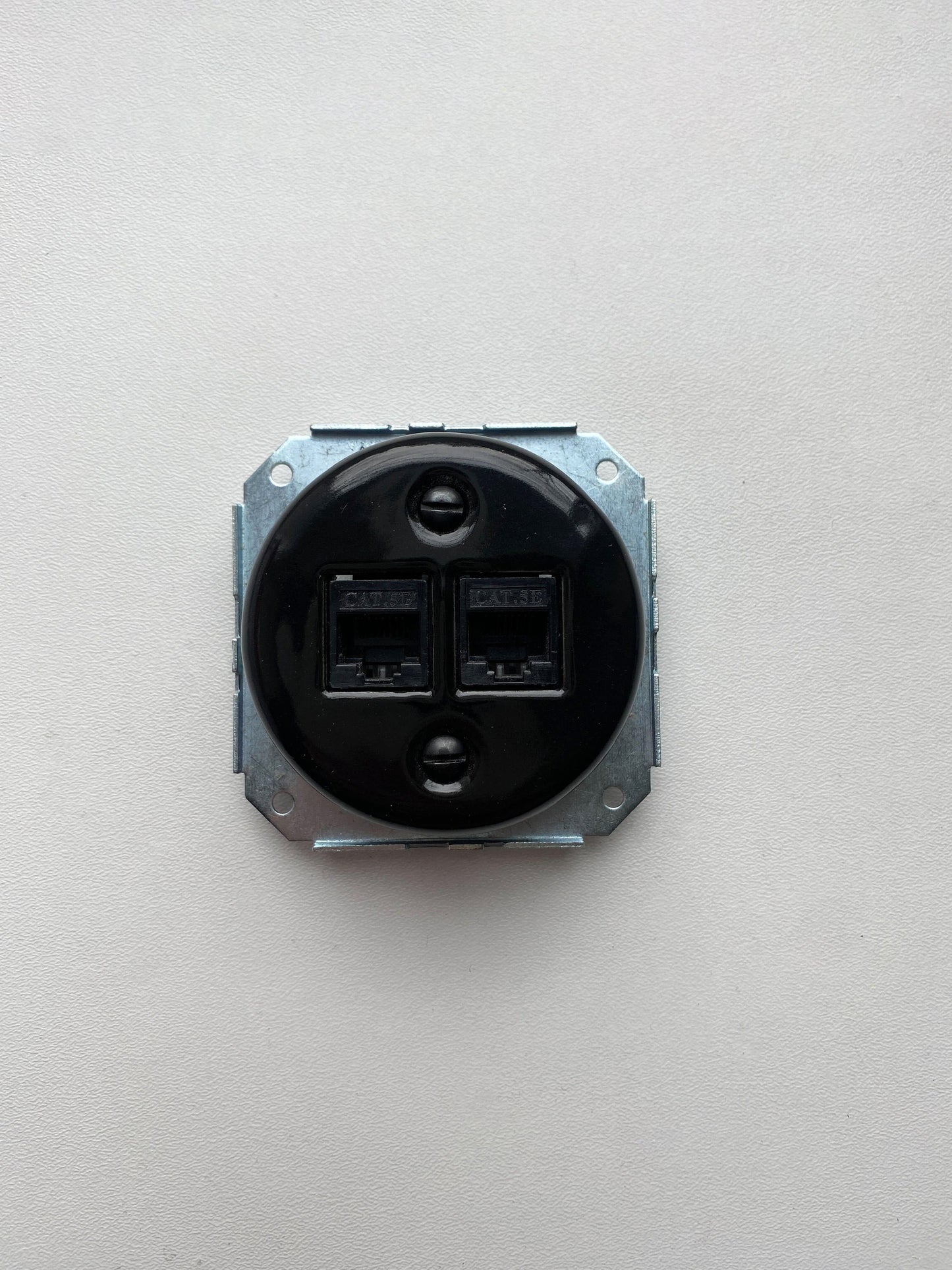 Porcelain Loft Retro Connection Inner Part Electrical Network Socket RJ45 Flush-Mounting Vintage Cottage Ceramic Black