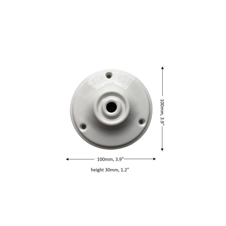 Ceiling Rose Big Cone Shape Porcelain Surface Mounting Vintage Loft Retro Cottage Ceramic White