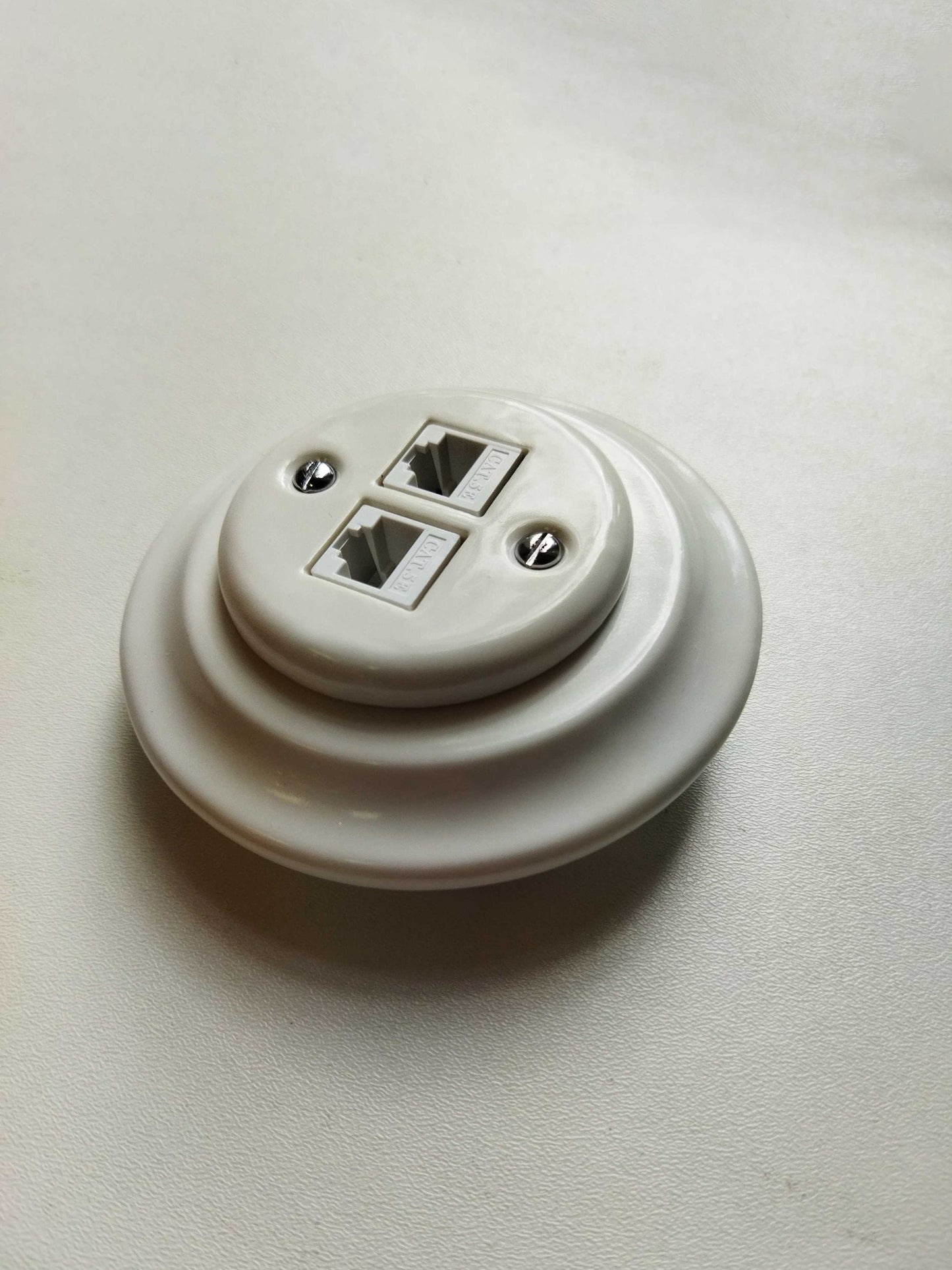 Porcelain Loft Retro Electrical Network CAT.5E Socket RJ45 Flush-Mounting Vintage Cottage Ceramic White