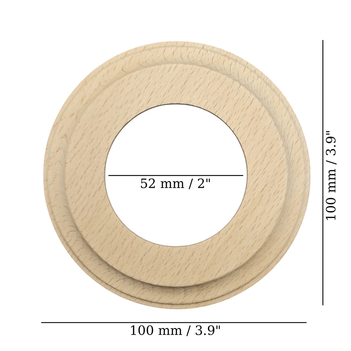 natural wood single frame, flush-mount, measurements