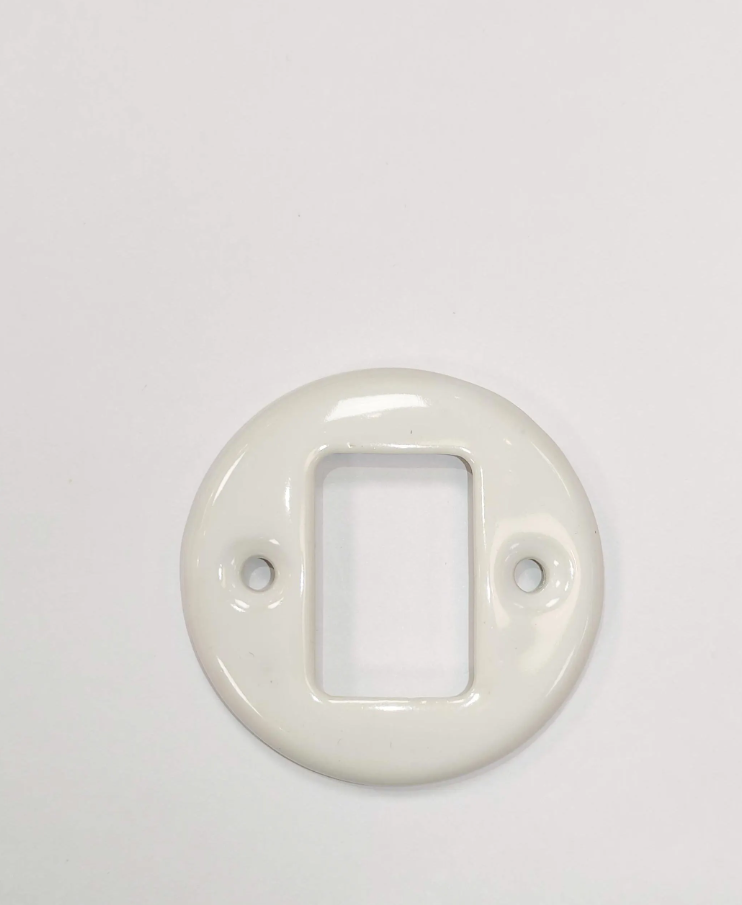 Porcelain Frame  Replacement Part For Flush-Mounted Series Push Button Switch-Double Loft Retro Vintage Cottage Ceramic White