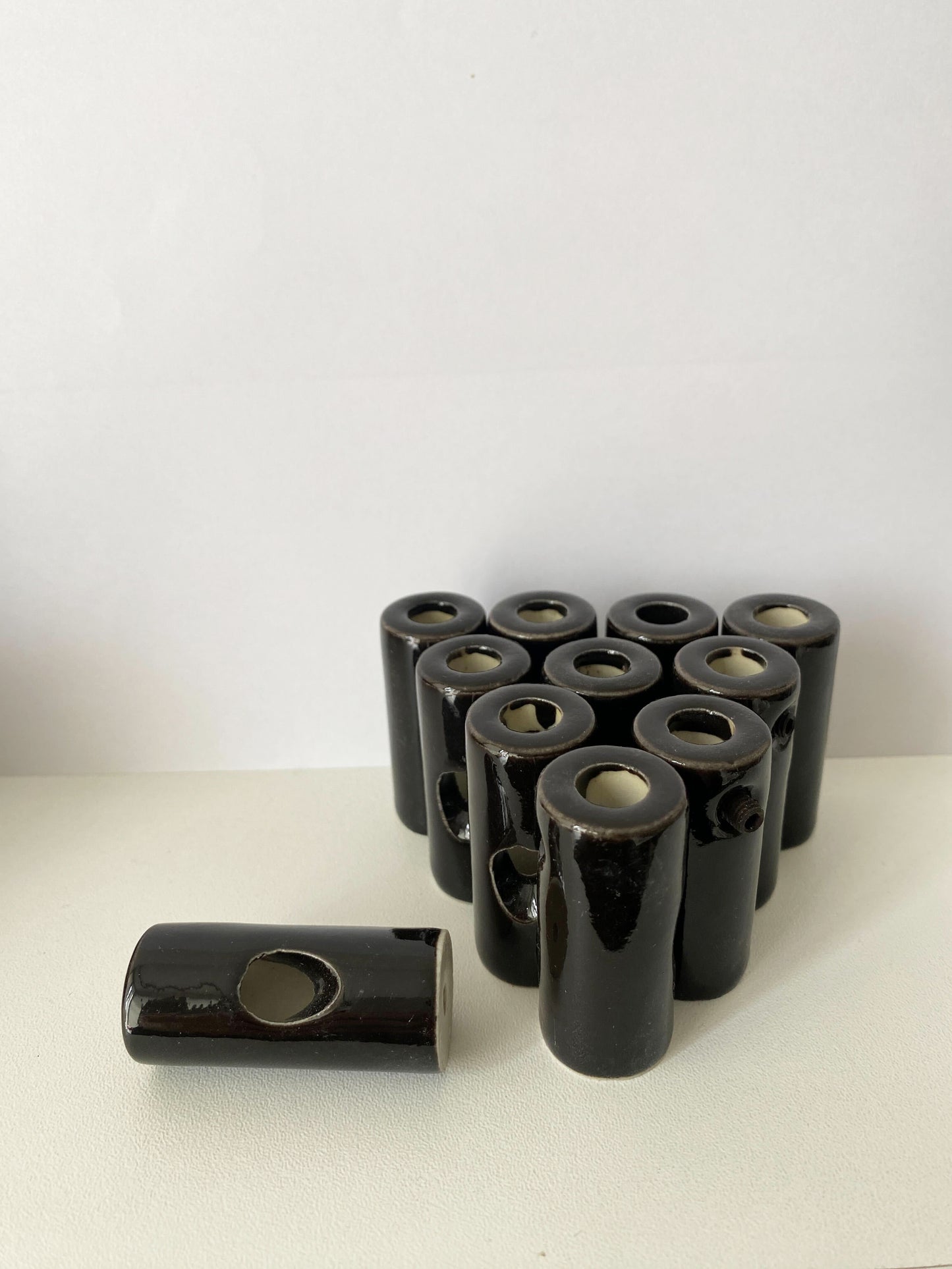 Porcelain Cable Decentraliser Surface Mounting Vintage Loft Retro Cottage Ceramic Black