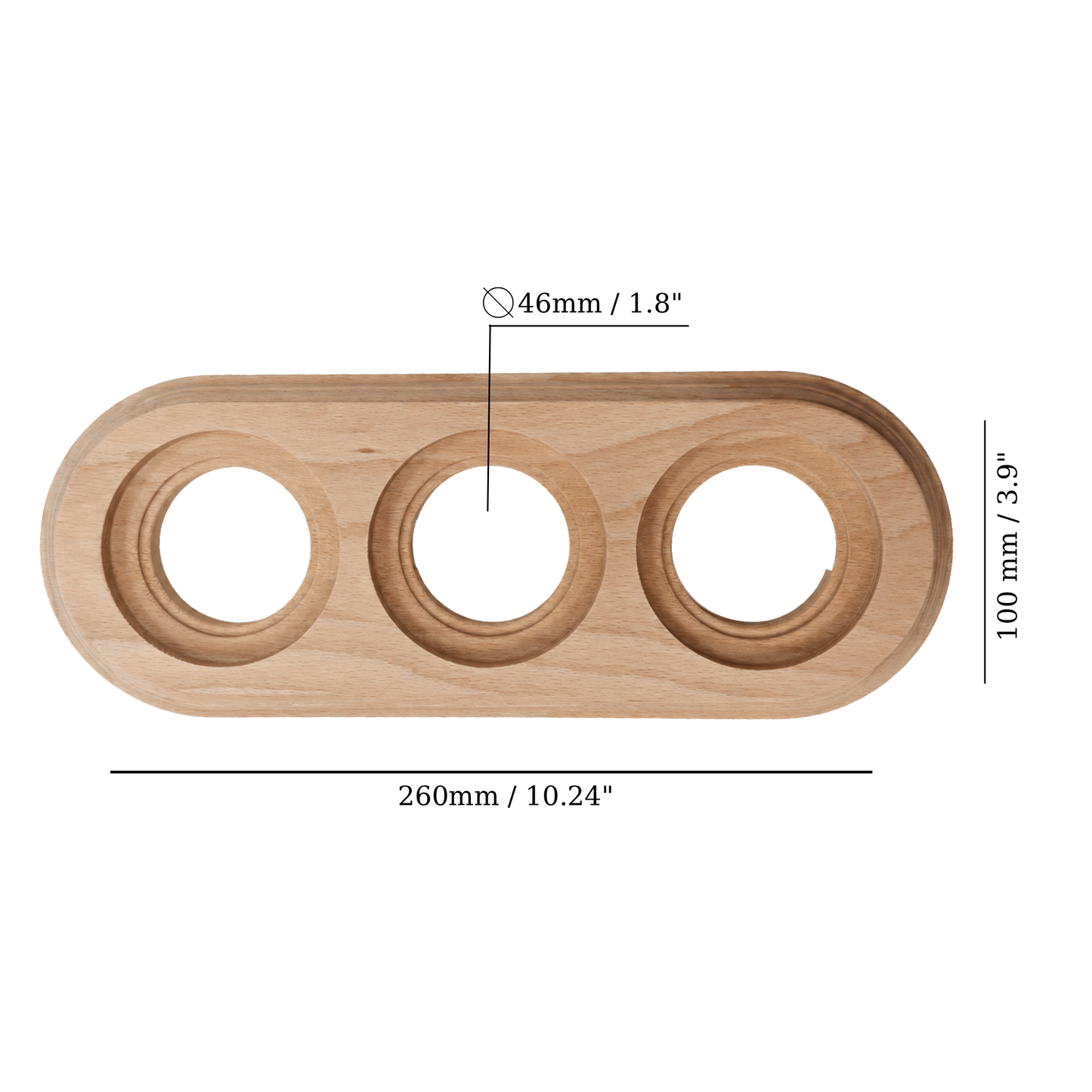 Surface Mount Socket and Switch Triple Frame in Light Brown