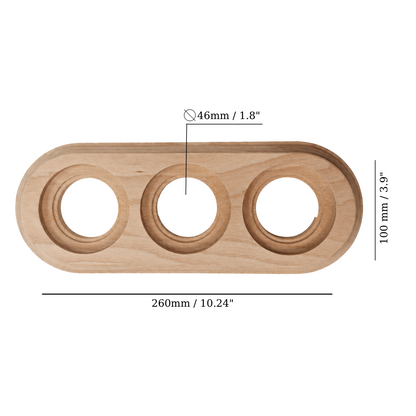 Surface Mount Socket and Switch Triple Frame in Light Brown