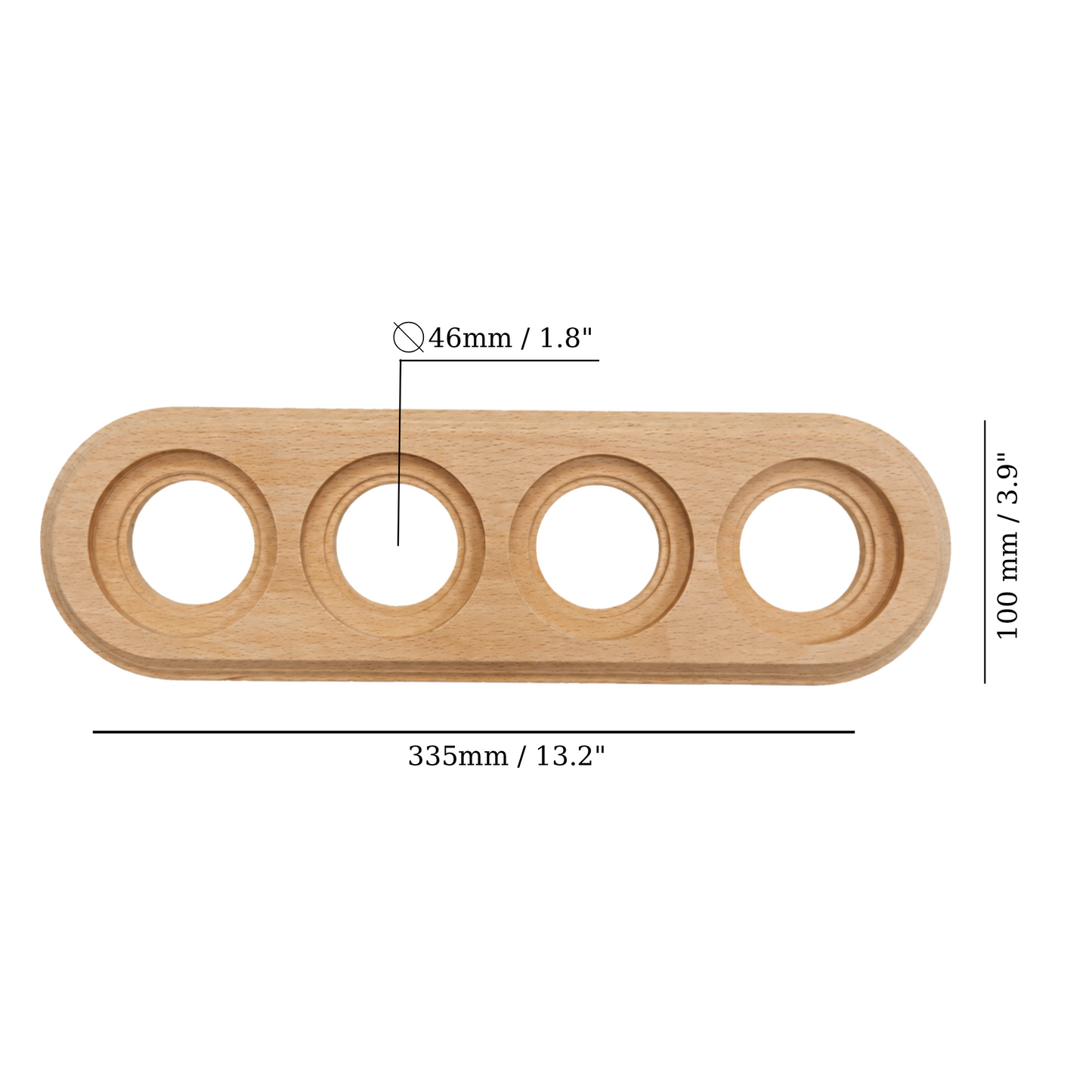 Surface Mount Socket and Switch Quadruple Frame in Light Brown