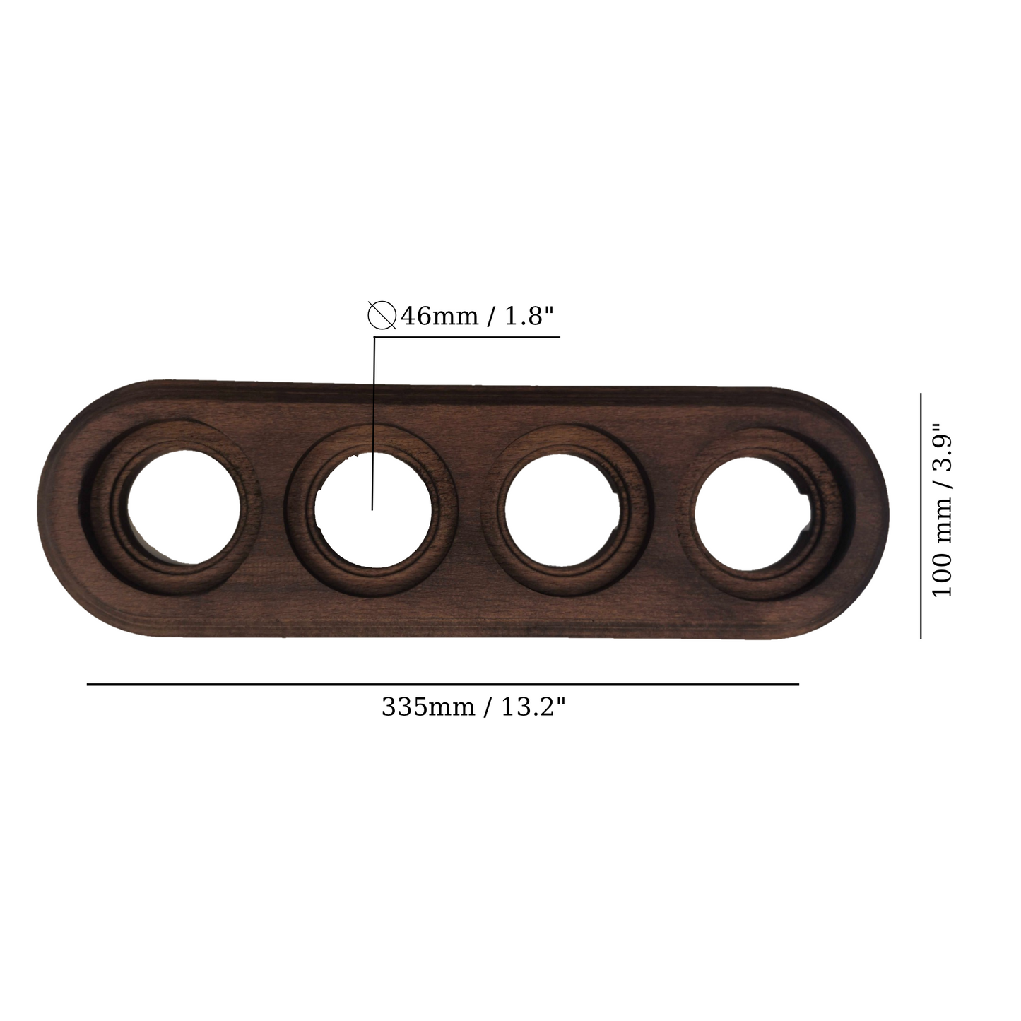 Surface Mount Socket and Switch Quadruple Frame in Dark Brown