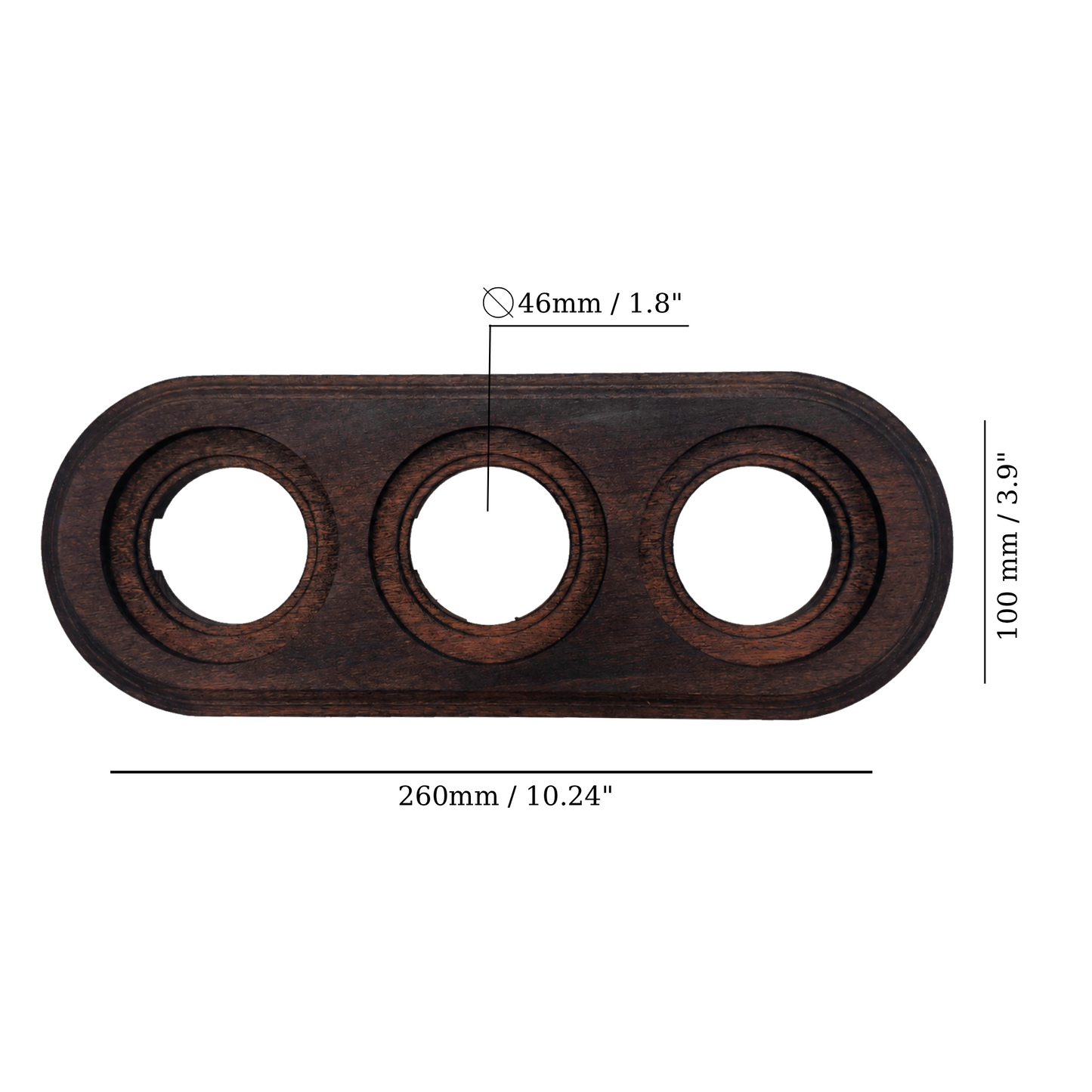 Surface Mount Socket and Switch Triple Frame in Dark Brown