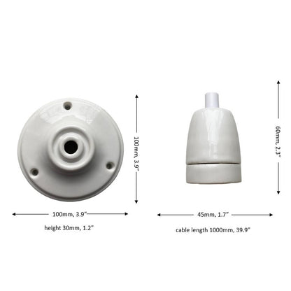 white porcelain E27 pendant light set, measurements