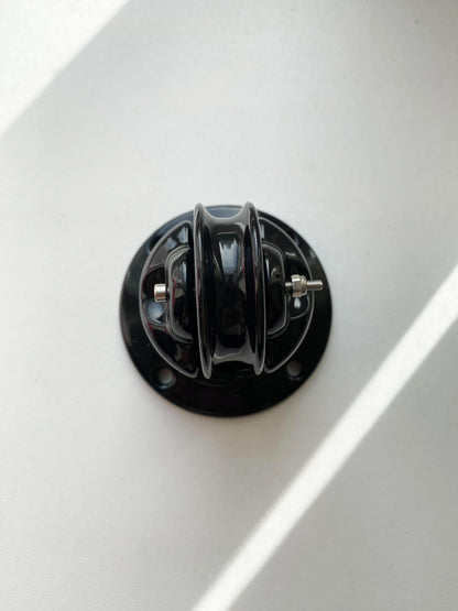 Porcelain Pulley Vintage Loft Retro Cottage Ceramic Surface Mounting Black