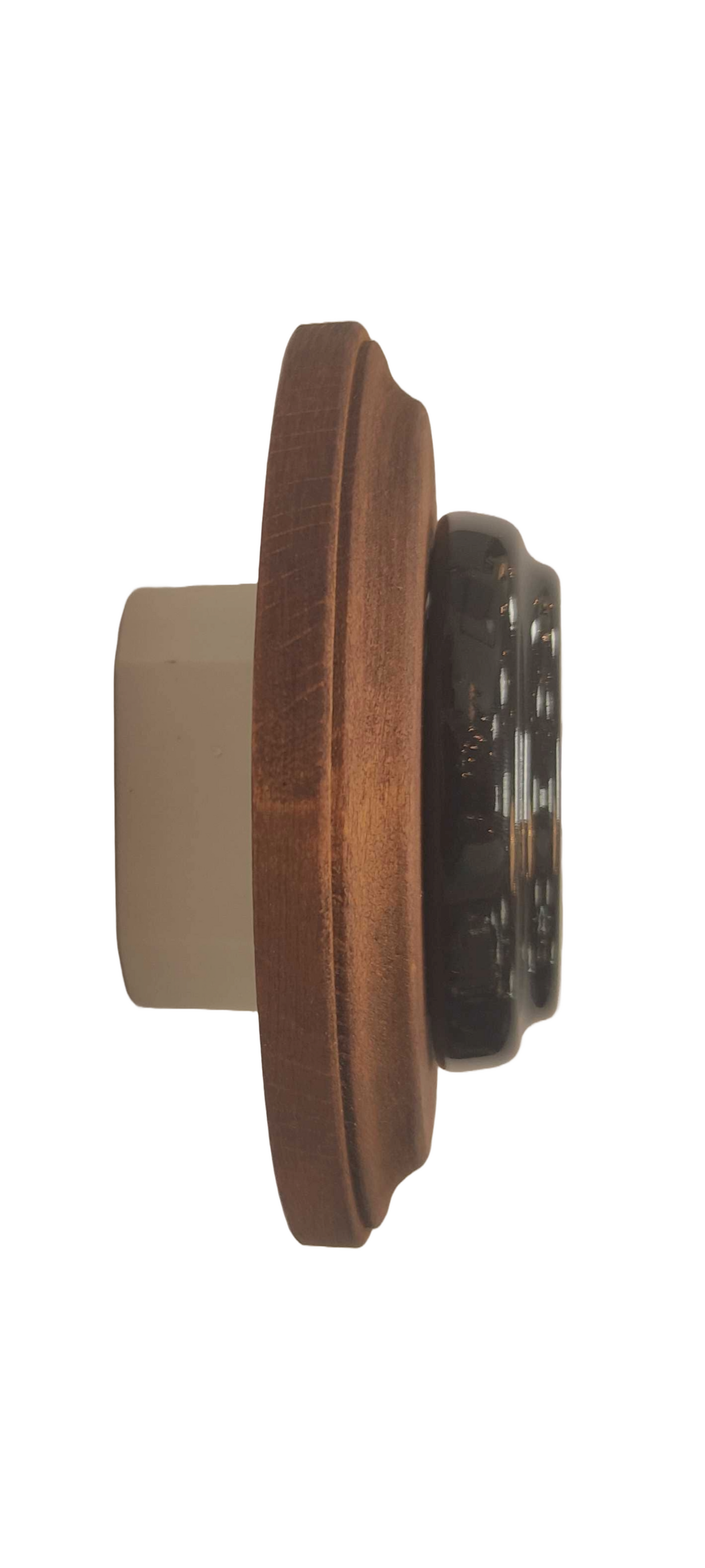 Wooden French Power Socket Porcelain Loft Retro Electrical Flush-Mounting Vintage Cottage Ceramic Brown With Black